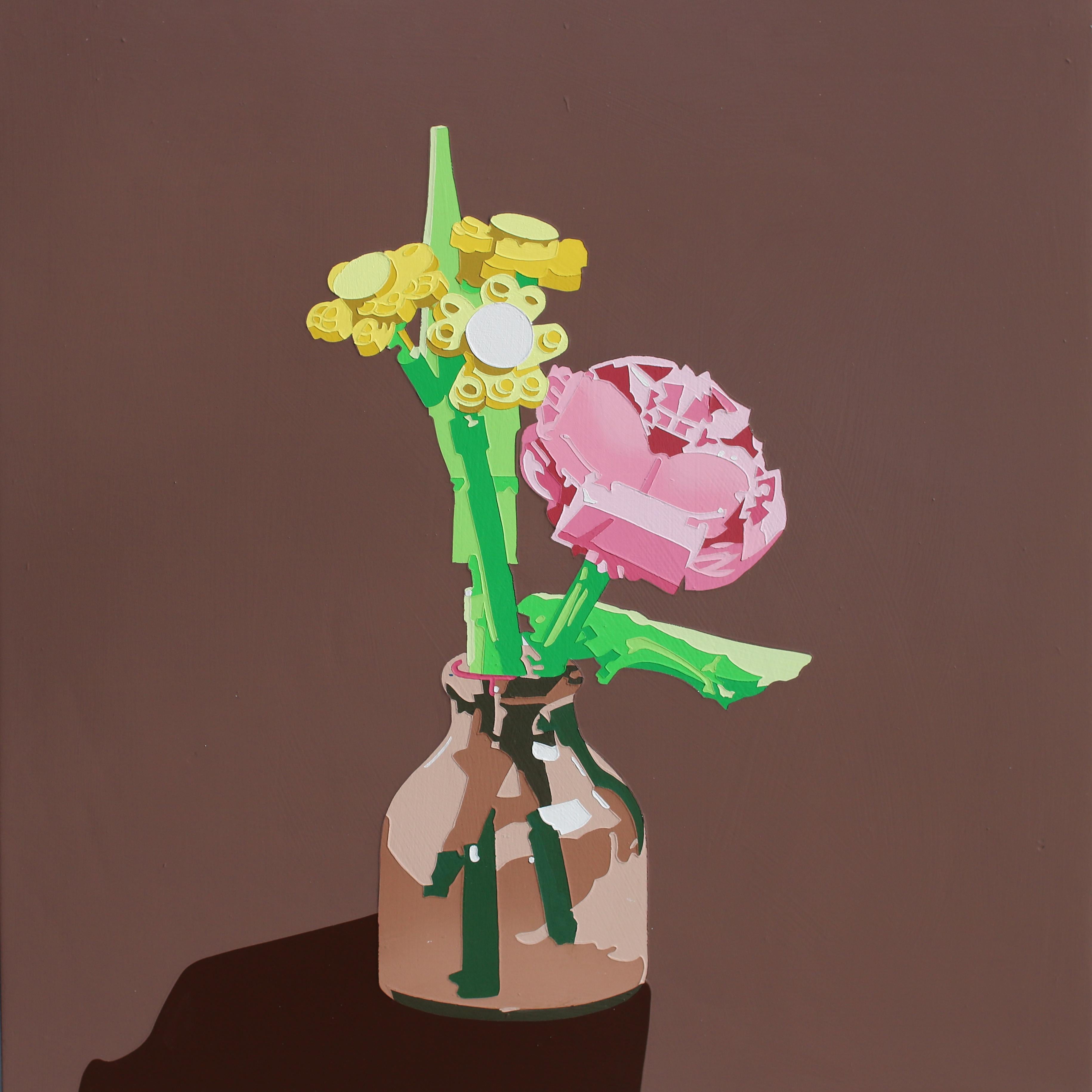Lori Larusso  Still-Life Painting - 10 Flower Painting,  2023, Acrylic and tinted MSA varnish on panel, pop art