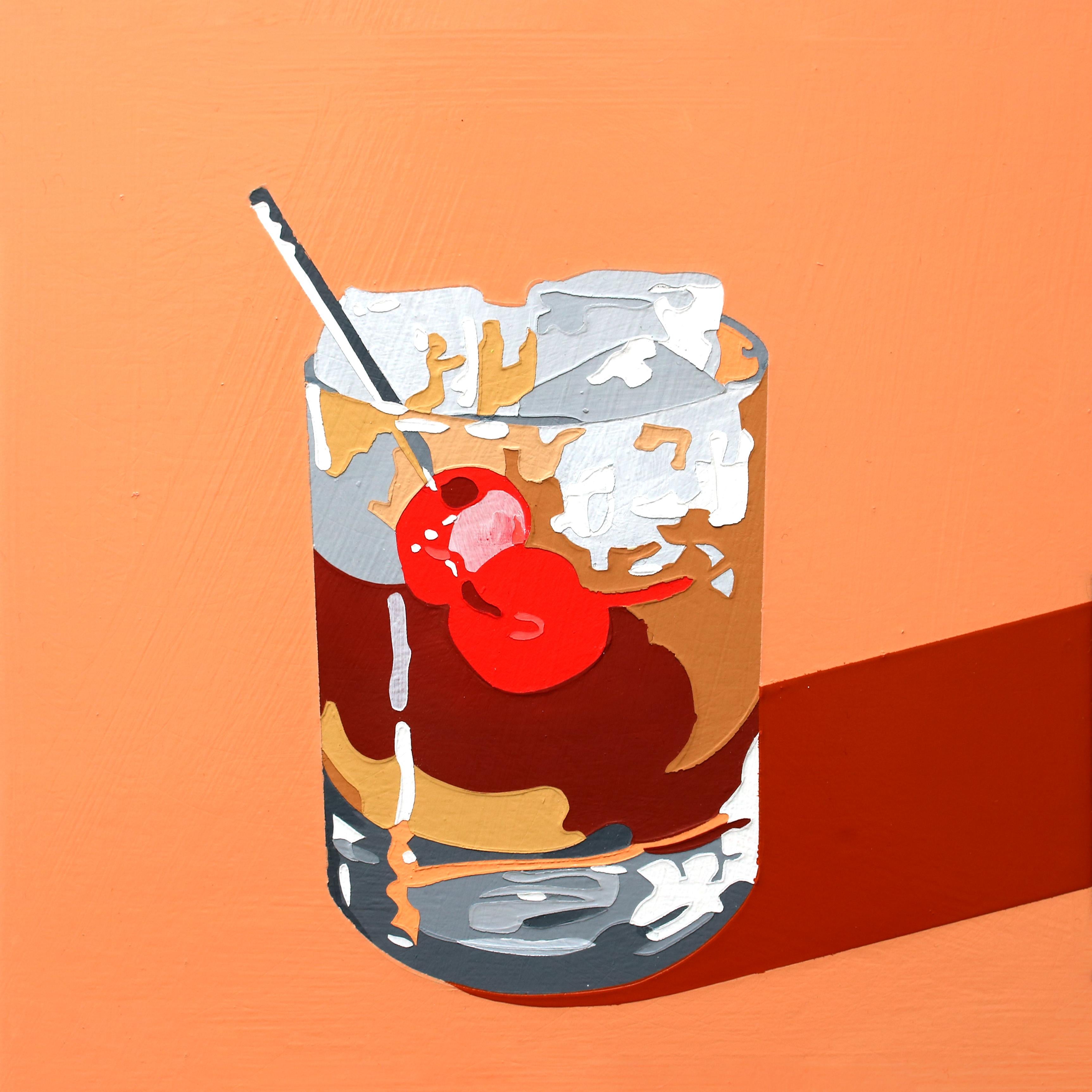 Lori Larusso  Still-Life Painting - Bourbon Cocktail, 2023, acrylic & wooden panel, pop art painting