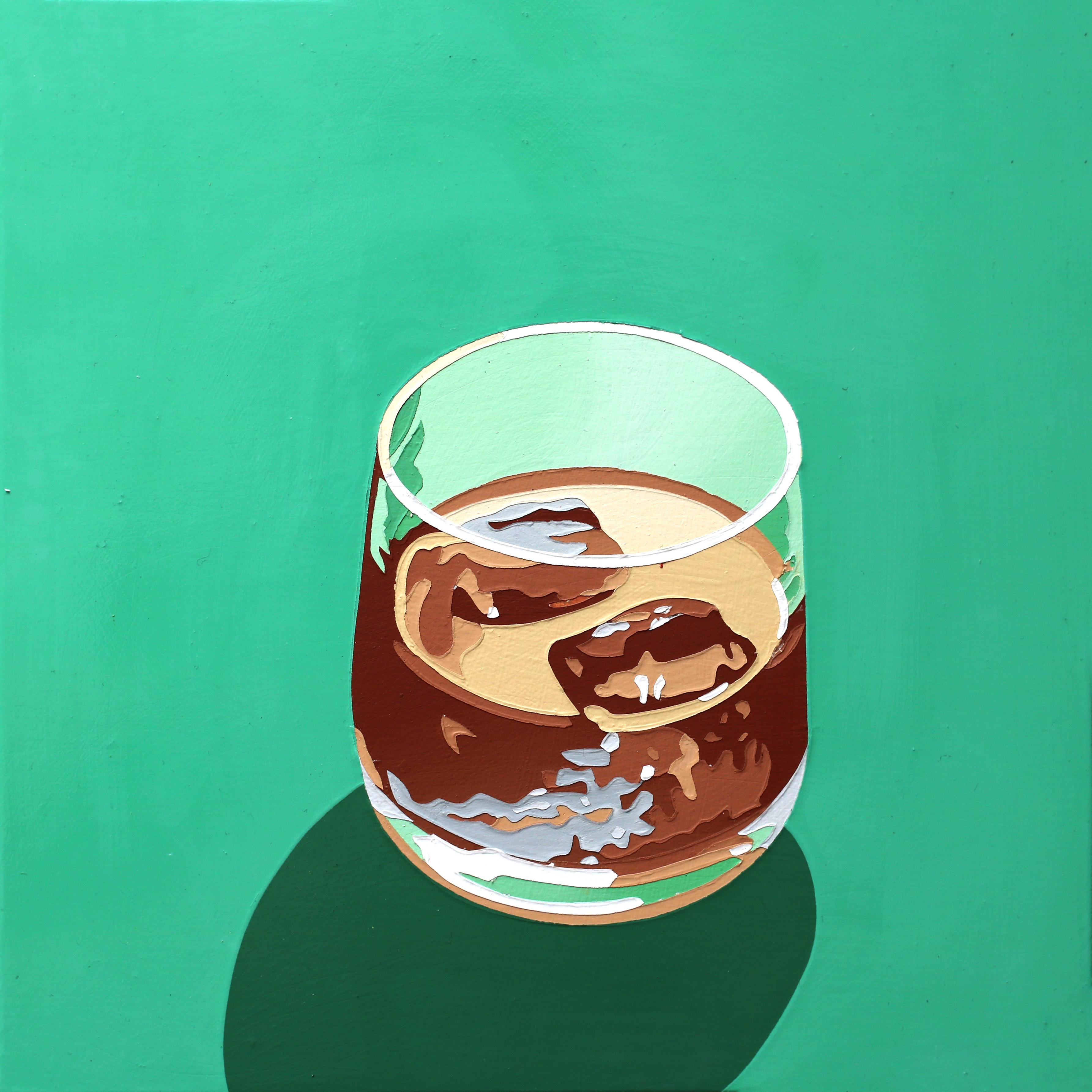Bourbon Cocktail on the Rocks, pop art still life painting - Painting by Lori Larusso 