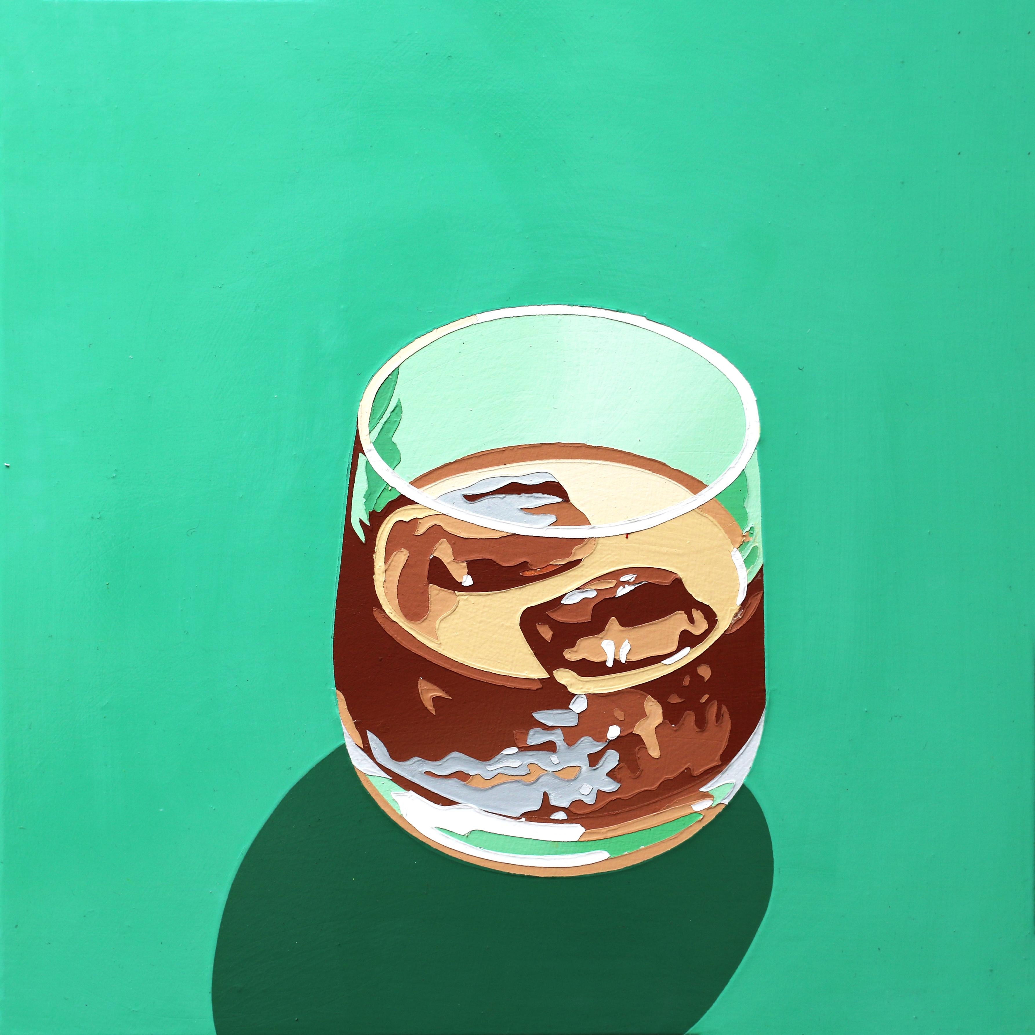 Lori Larusso  Still-Life Painting - Bourbon Cocktail on the Rocks, pop art still life painting