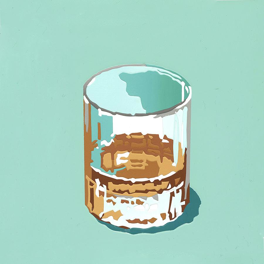 Bourbon Neat (Light Pour), 2023, acrylic, pop art still life painting - Painting by Lori Larusso 