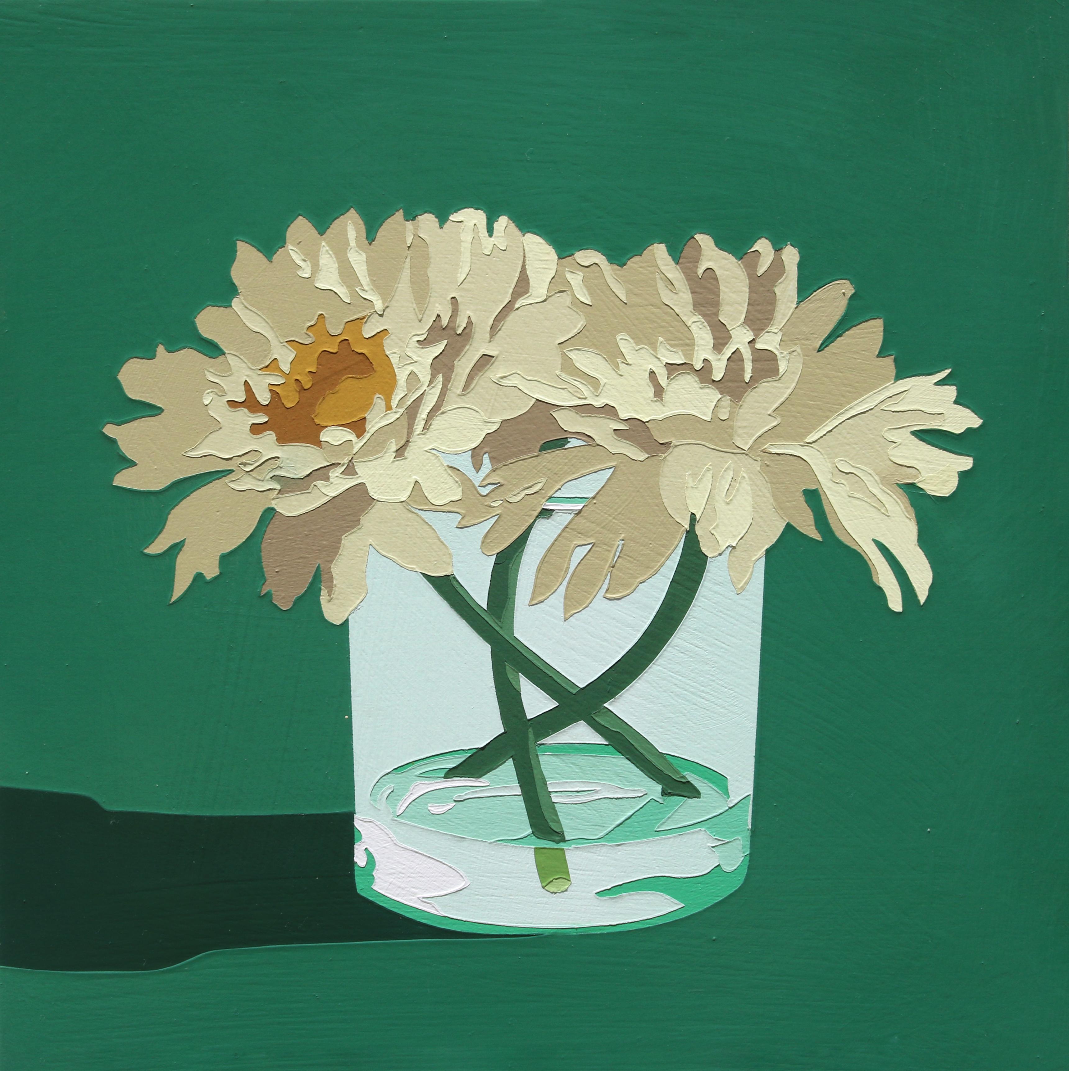 Lori Larusso  Still-Life Painting – Blumengemälde, 21, 2023, Acryl und getönter MSA-Lack auf Tafel, Pop Art