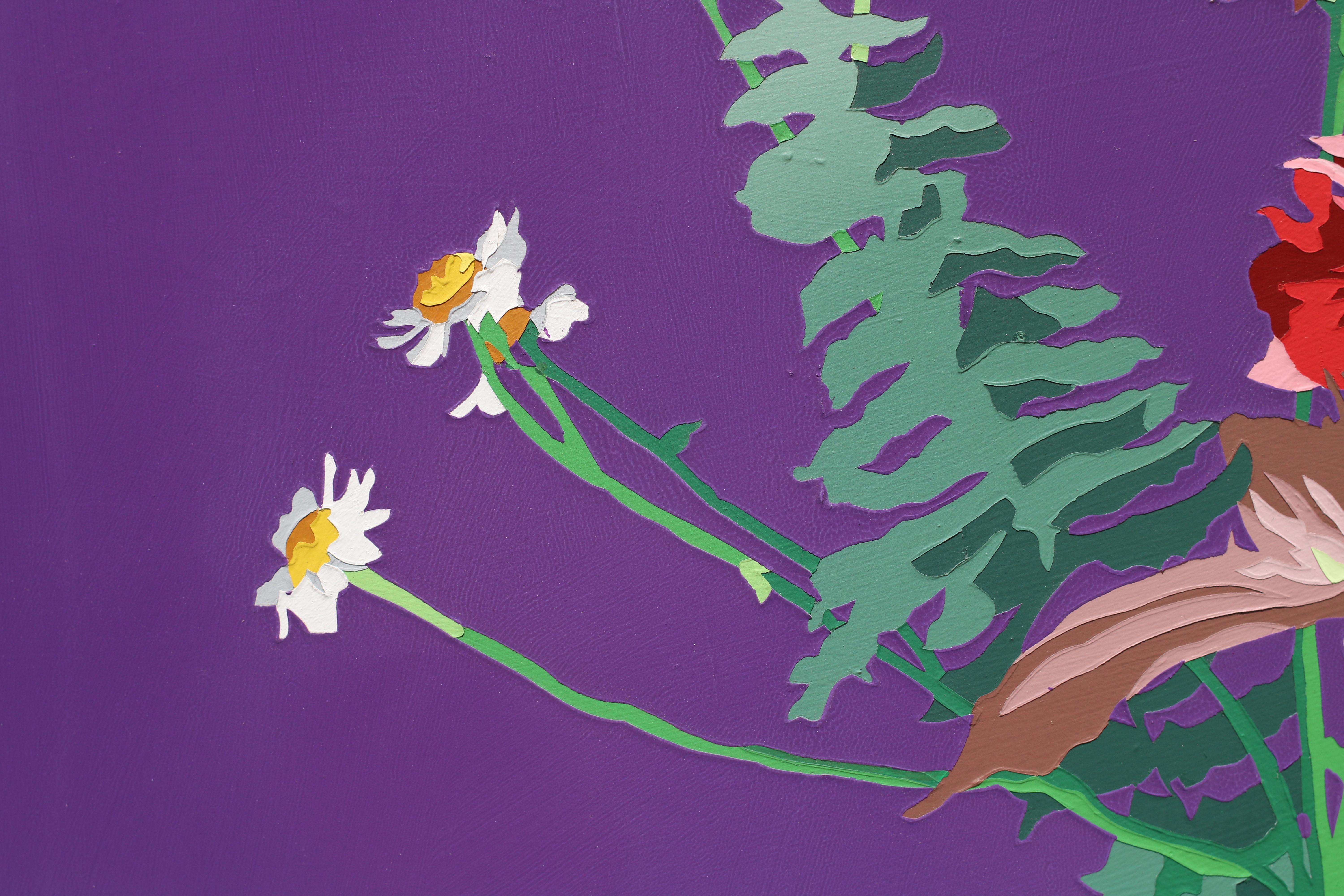 Flower Painting 25 de Lori Larusso est un exemple frappant de sa pratique de la peinture basée sur la précision et la dureté, qui explore les objets quotidiens avec une profondeur conceptuelle. Réalisée à l'acrylique sur panneau avec une finition