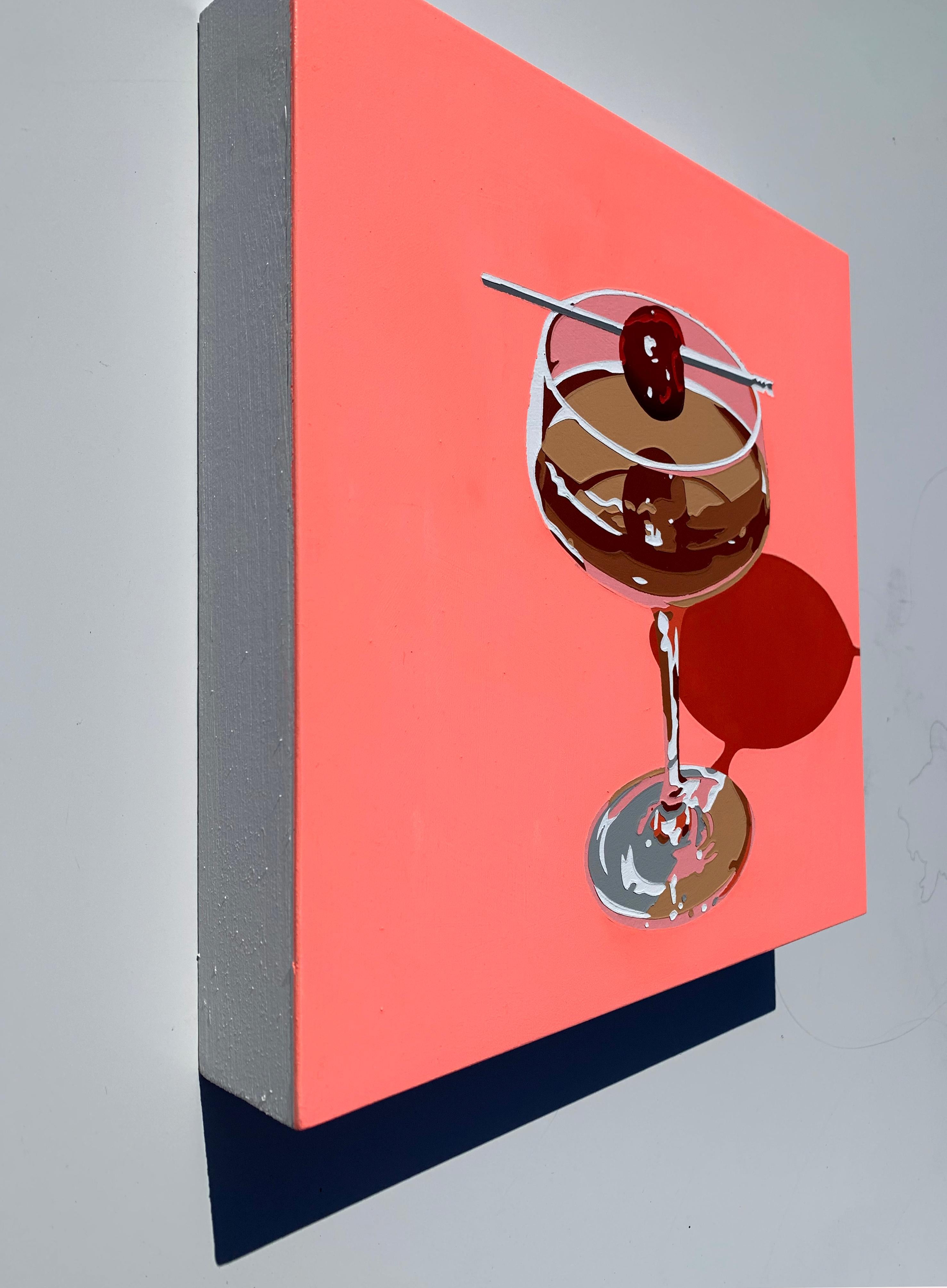 Hot Pink Drink 2, pop art still life painting - Painting by Lori Larusso 