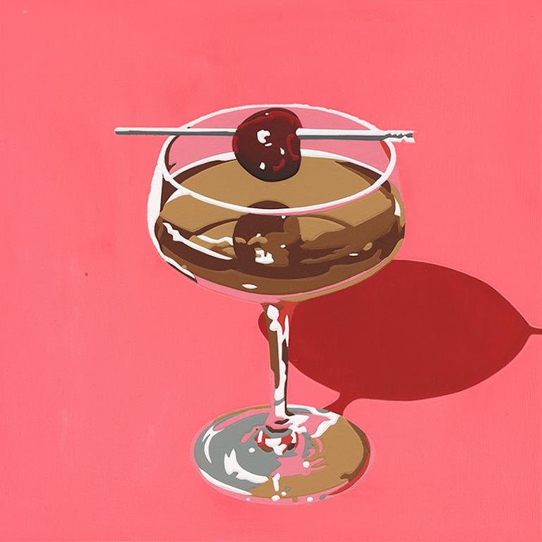 Lori Larusso  Still-Life Painting - Hot Pink Drink 2, pop art still life painting