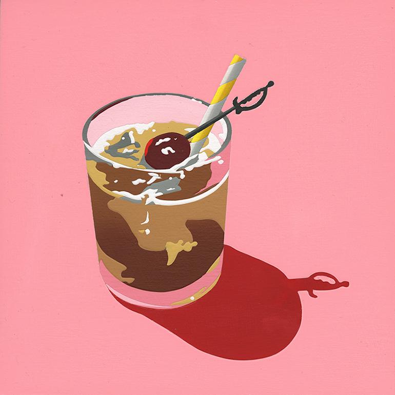 Lori Larusso  Still-Life Painting - Hot Pink Drink 4, pop art still life painting