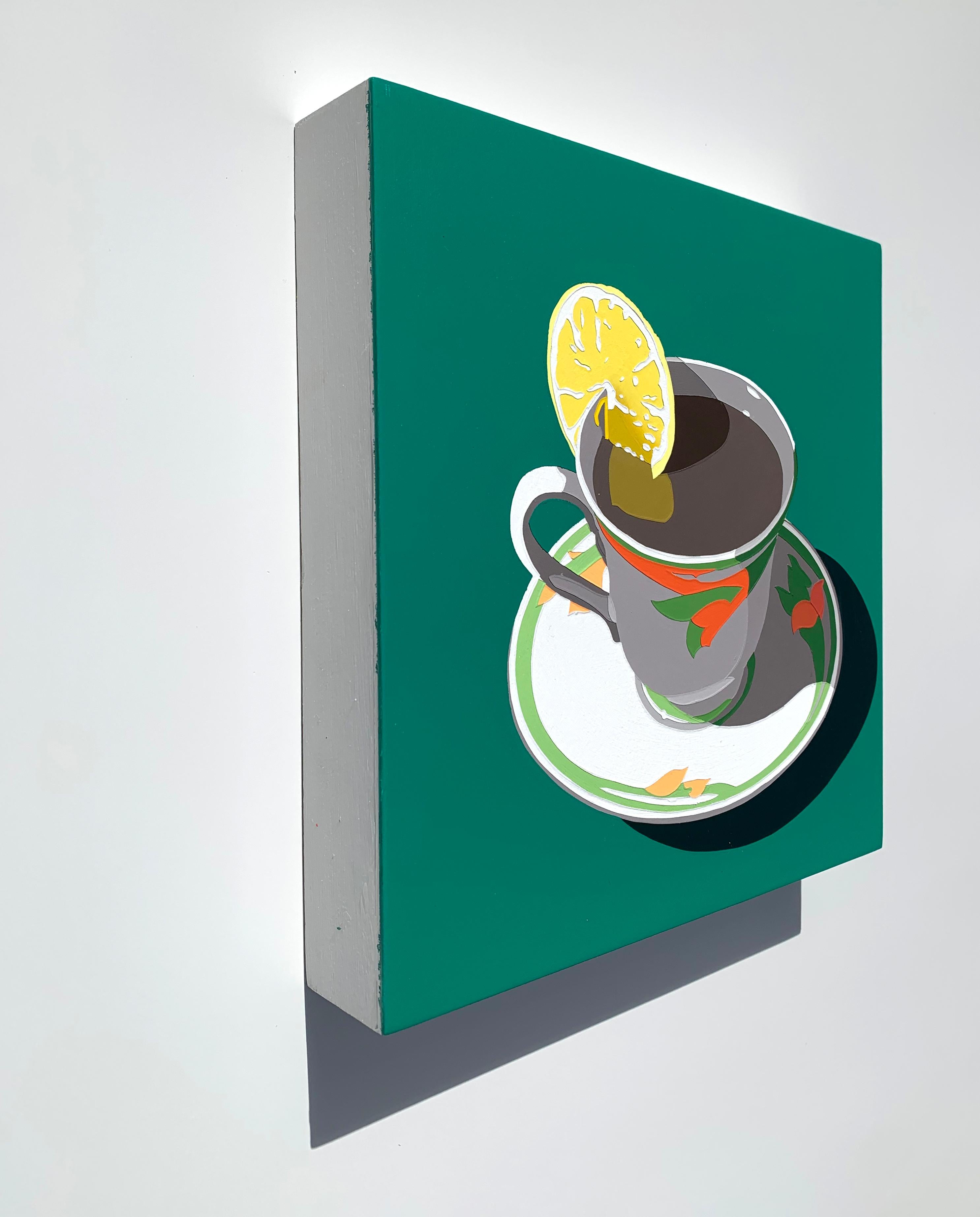 Hot Tea (Lemon Reflection), pop art still life painting - Painting by Lori Larusso 