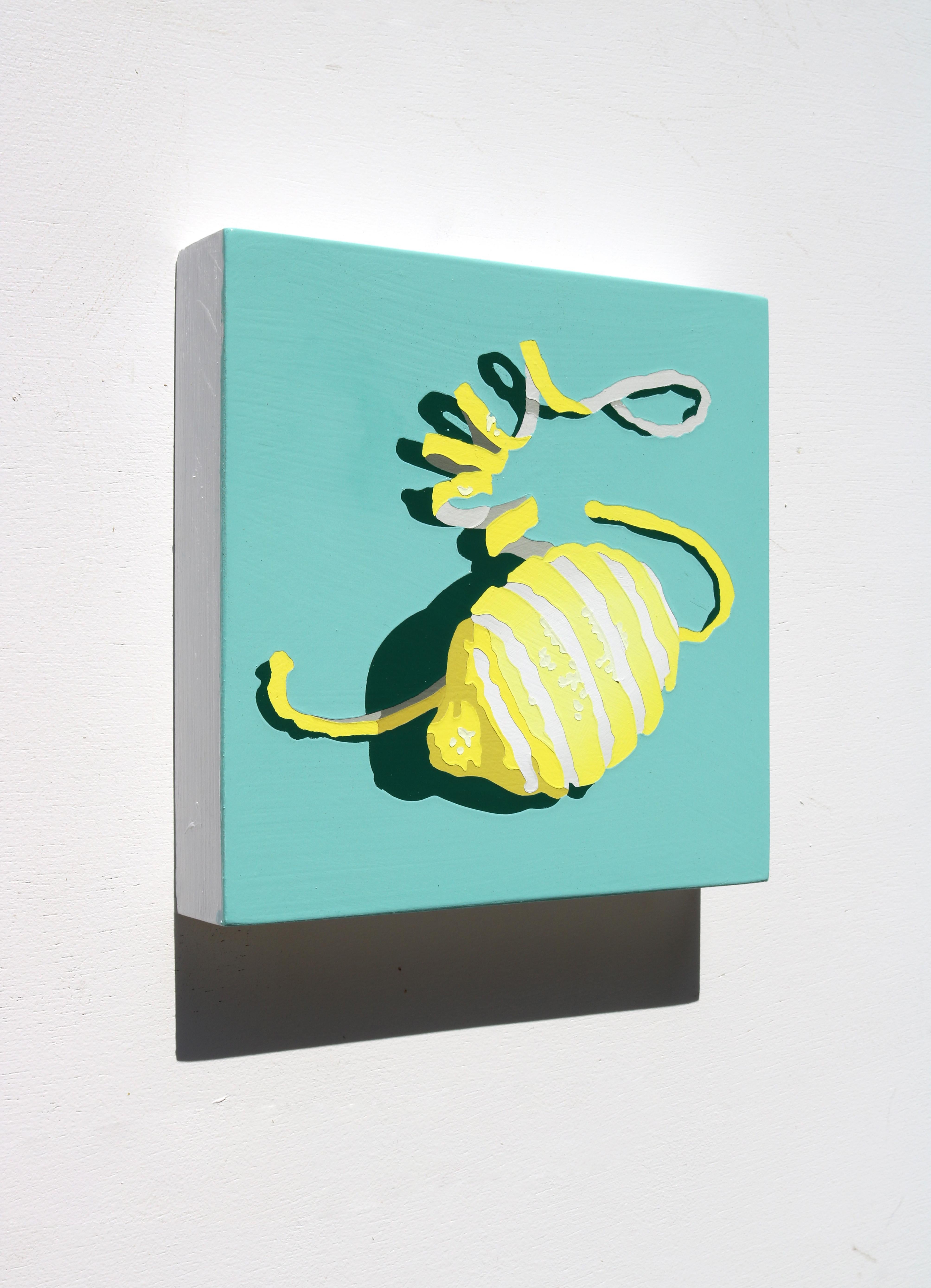 Lemon Peel, Glossy Contemporary Pop Still Life Art Acrylic Varnish Painting - Blue Figurative Painting by Lori Larusso 