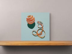 Orange Peel Curls, Glossy Bold Minimalist Still Life Painting with Fruit