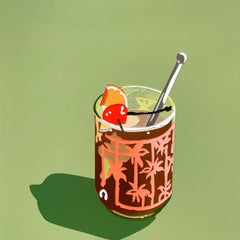 Tropical Bourbon Cocktail, 2020, acrylic & wooden panel, pop art painting