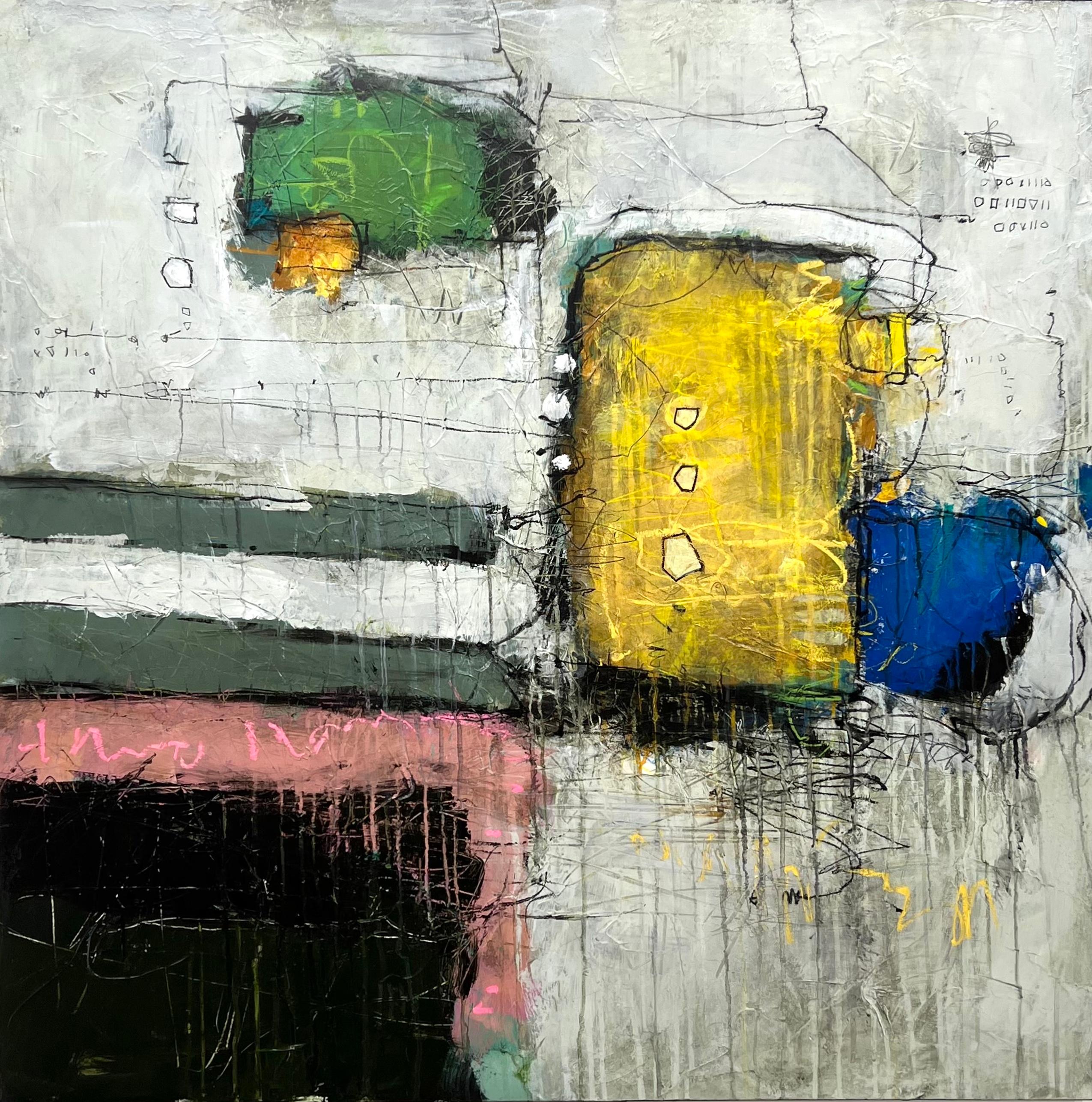 Lori Mirabelli  Abstract Painting - Cake 3-original modern abstract mixed media painting-contemporary art