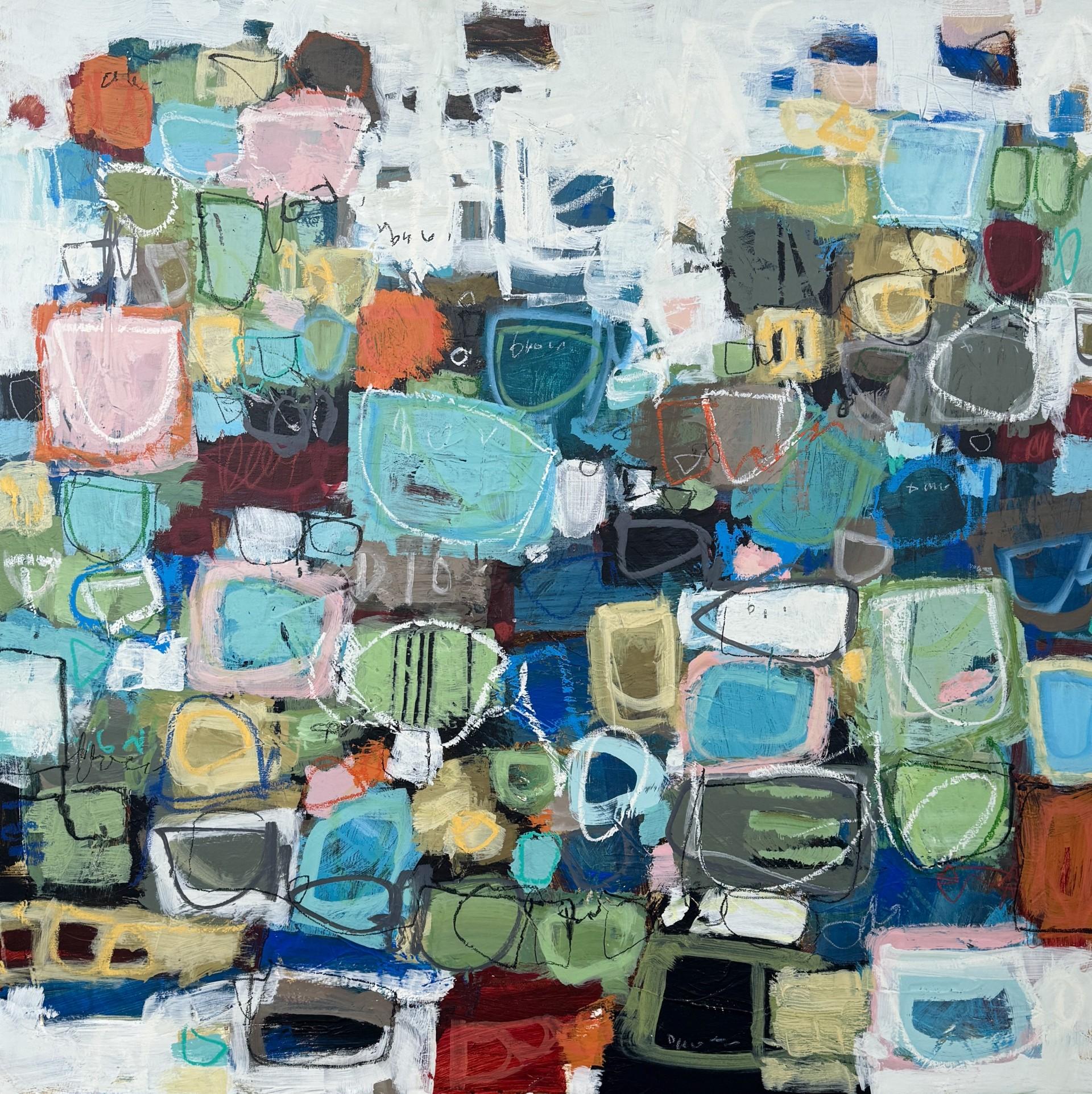Lori Mirabelli  Abstract Painting - Cipher Bloom - original abstract expressionism painting - contemporary art