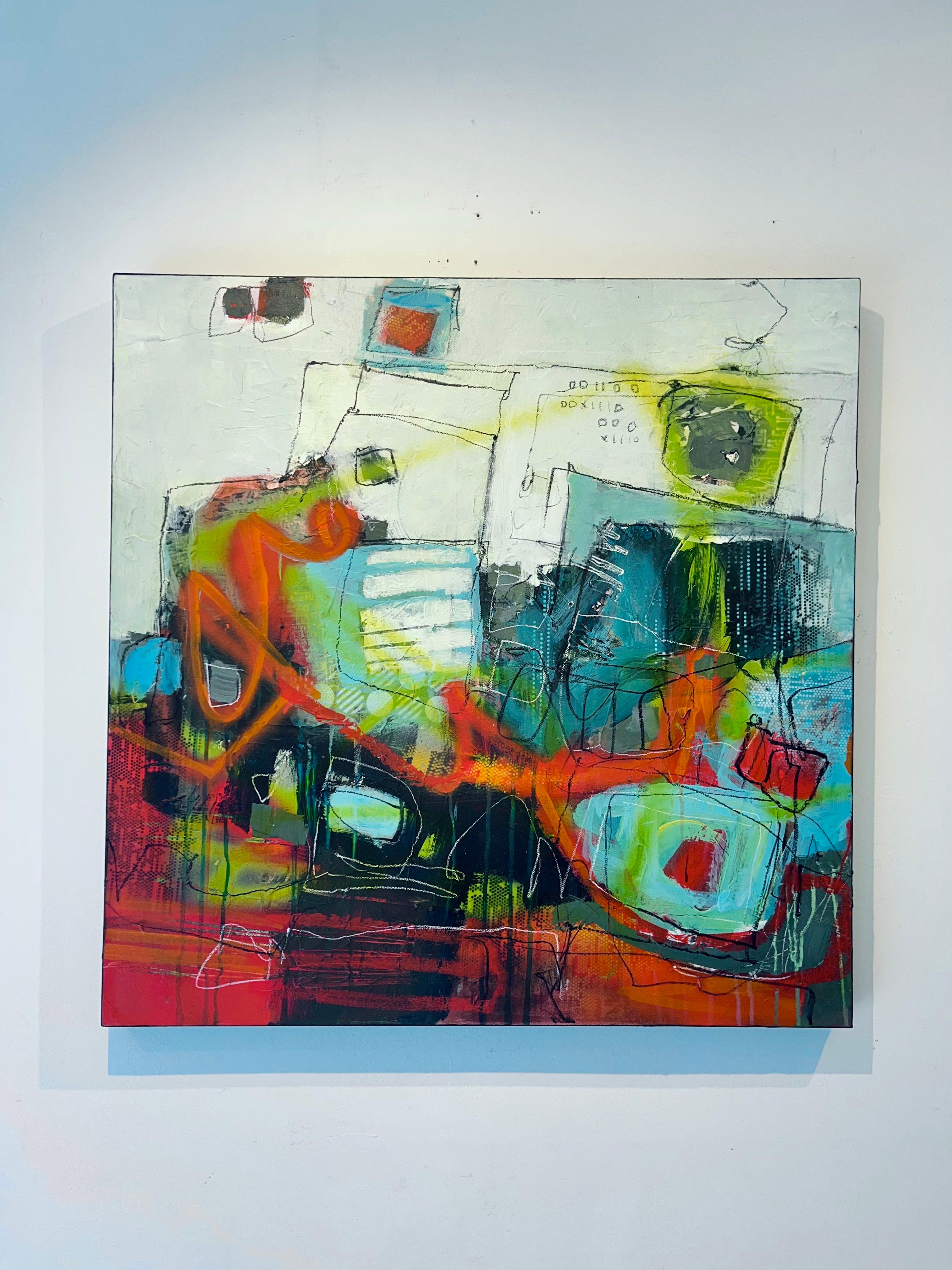 Concrete Capital II-original abstract modern painting-artwork- contemporary art - Abstract Painting by Lori Mirabelli 