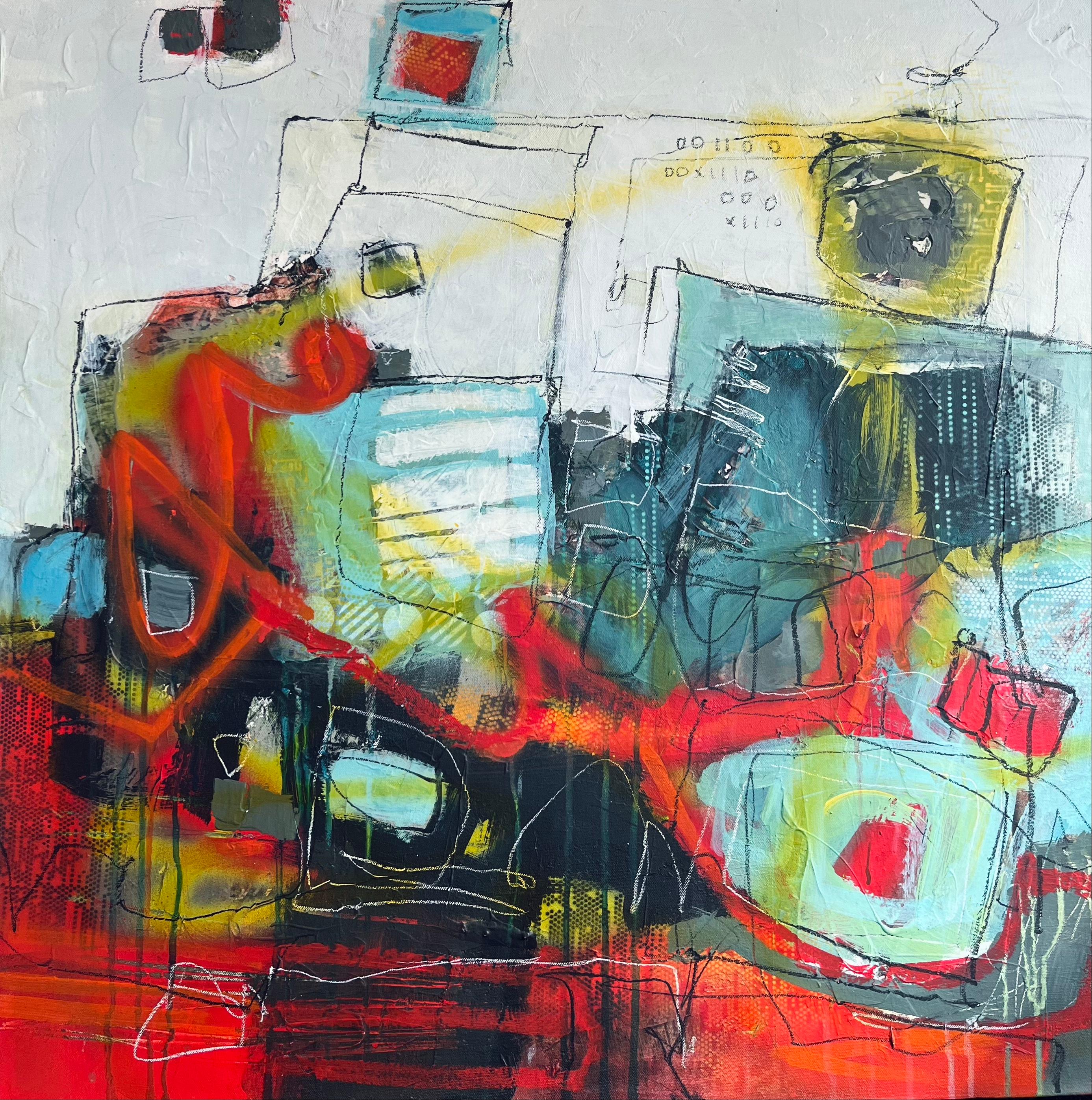 Concrete Capital II-original abstract modern painting-artwork- contemporary art - Painting by Lori Mirabelli 