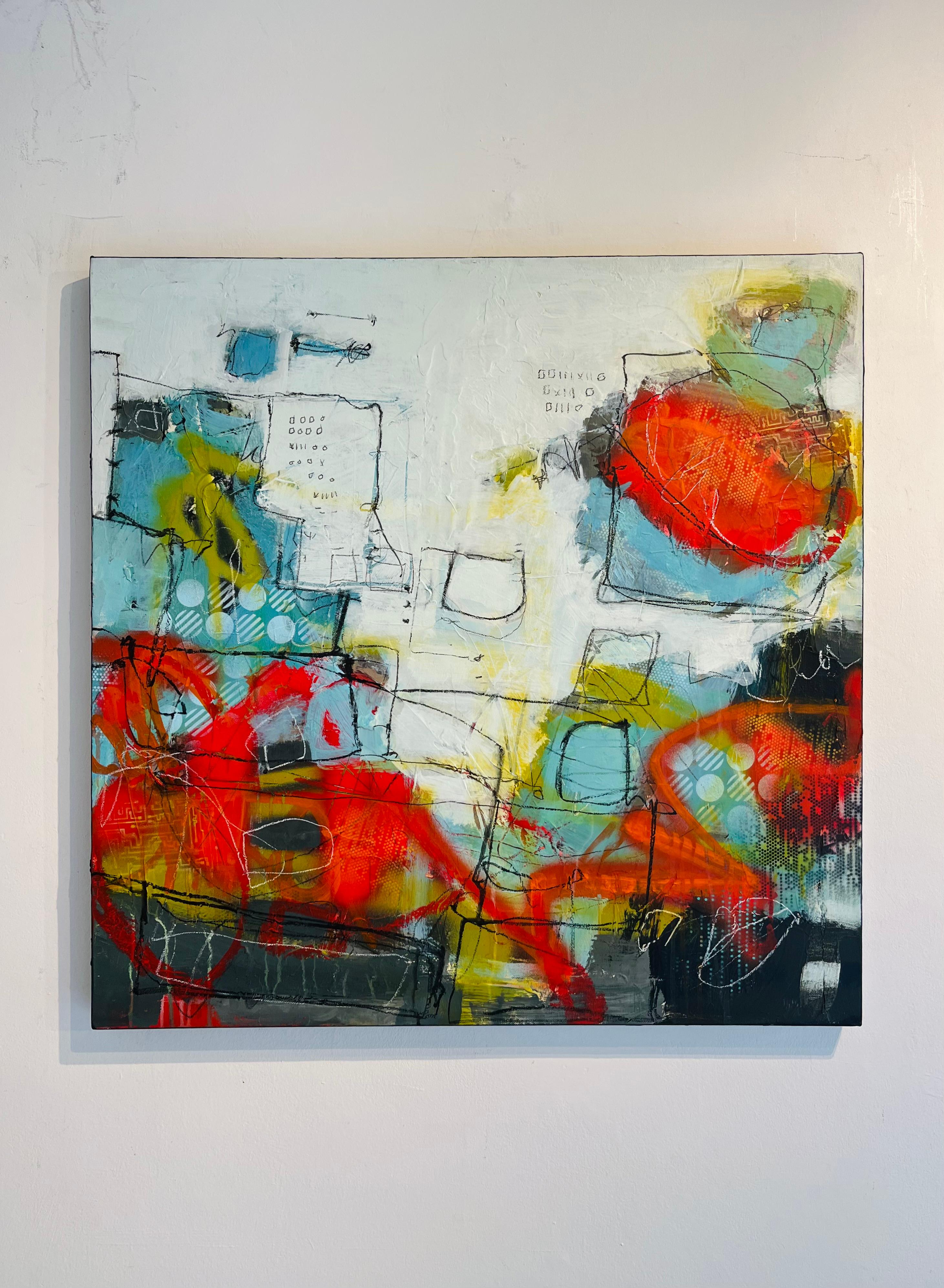 Concrete Capital-original contemporary abstract painting- modern artwork - Painting by Lori Mirabelli 
