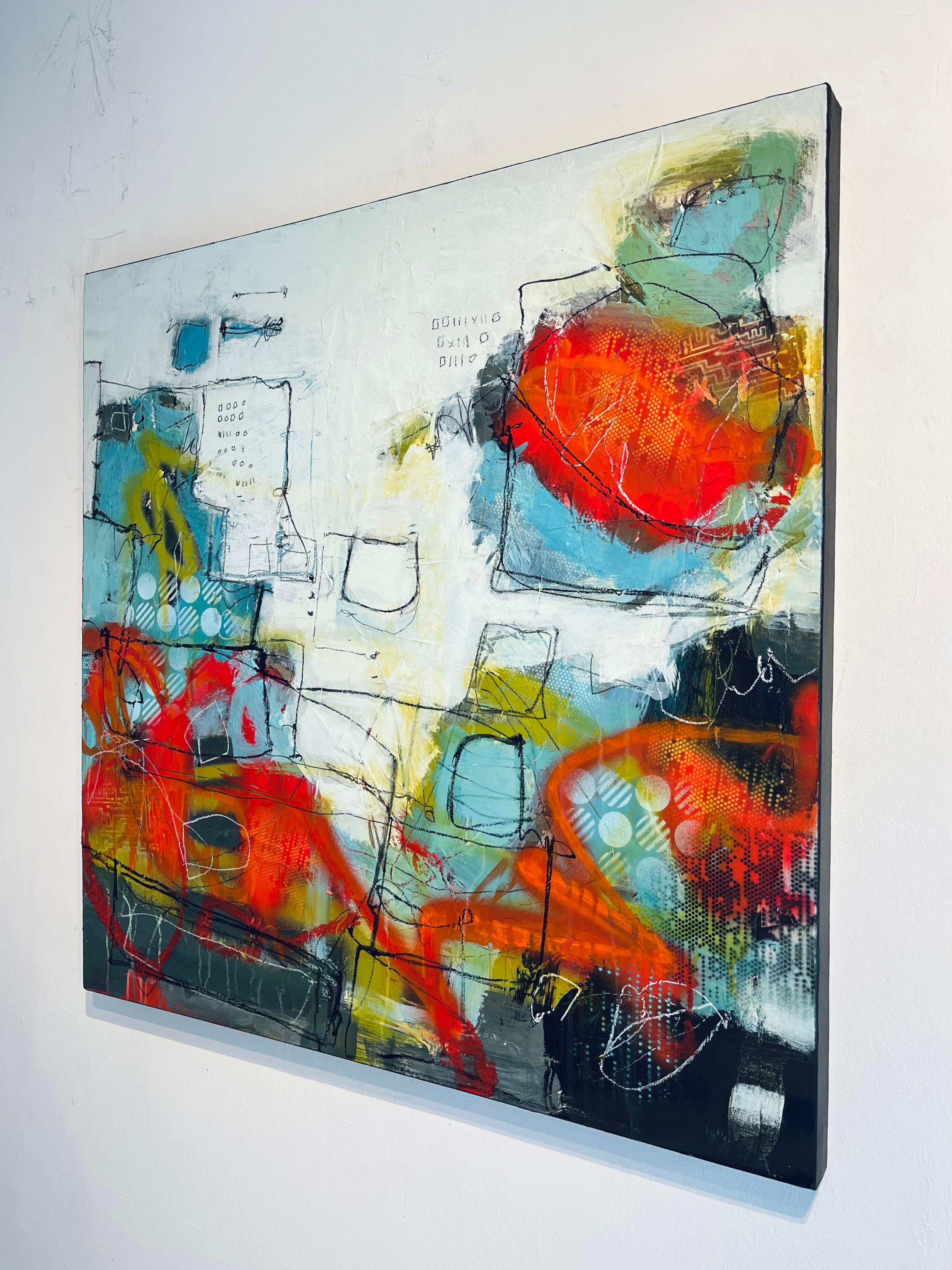 Concrete Capital-original contemporary abstract painting- modern artwork - Abstract Painting by Lori Mirabelli 