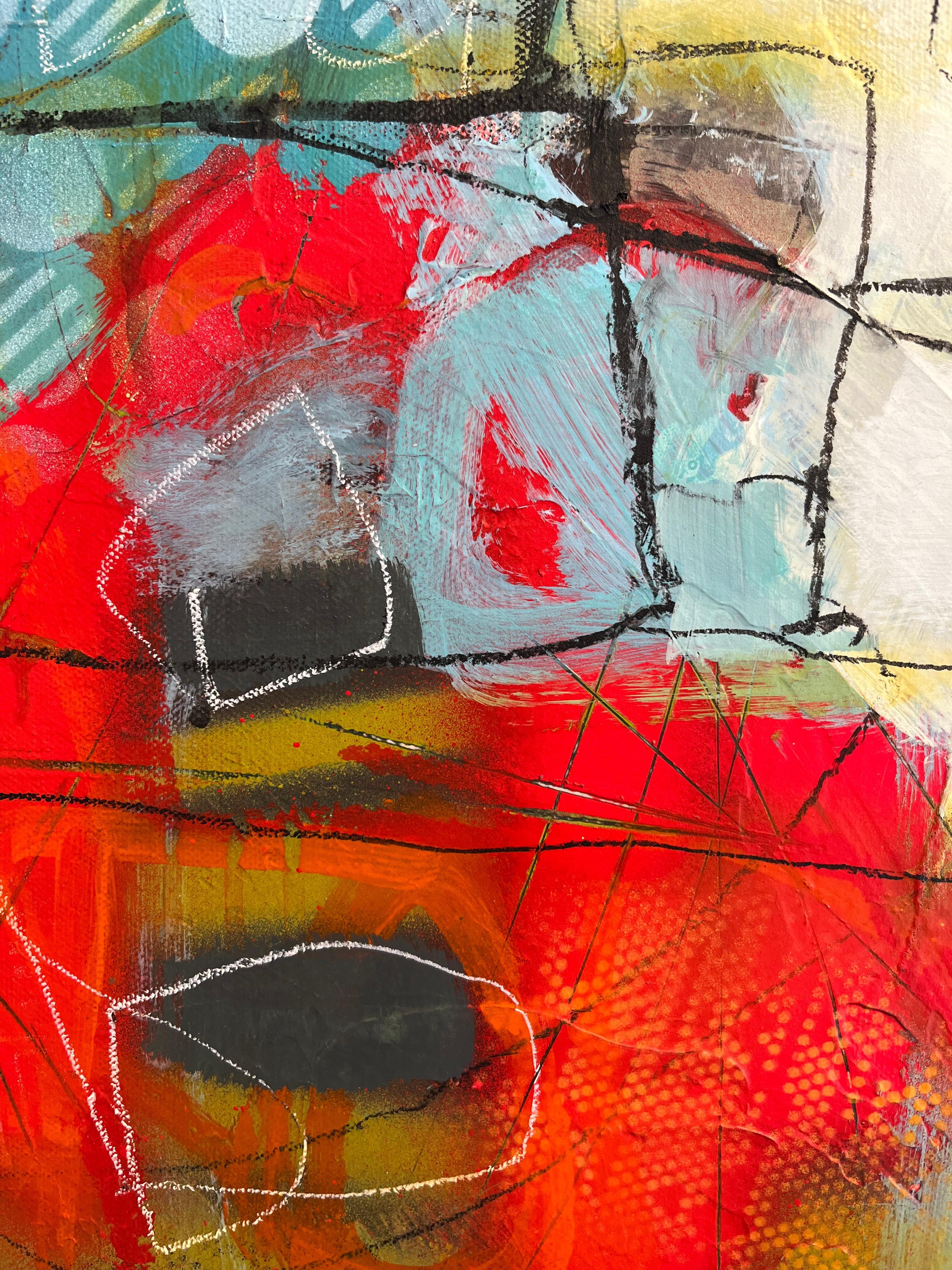 Concrete Capital-original contemporary abstract painting- modern artwork - Gray Landscape Painting by Lori Mirabelli 