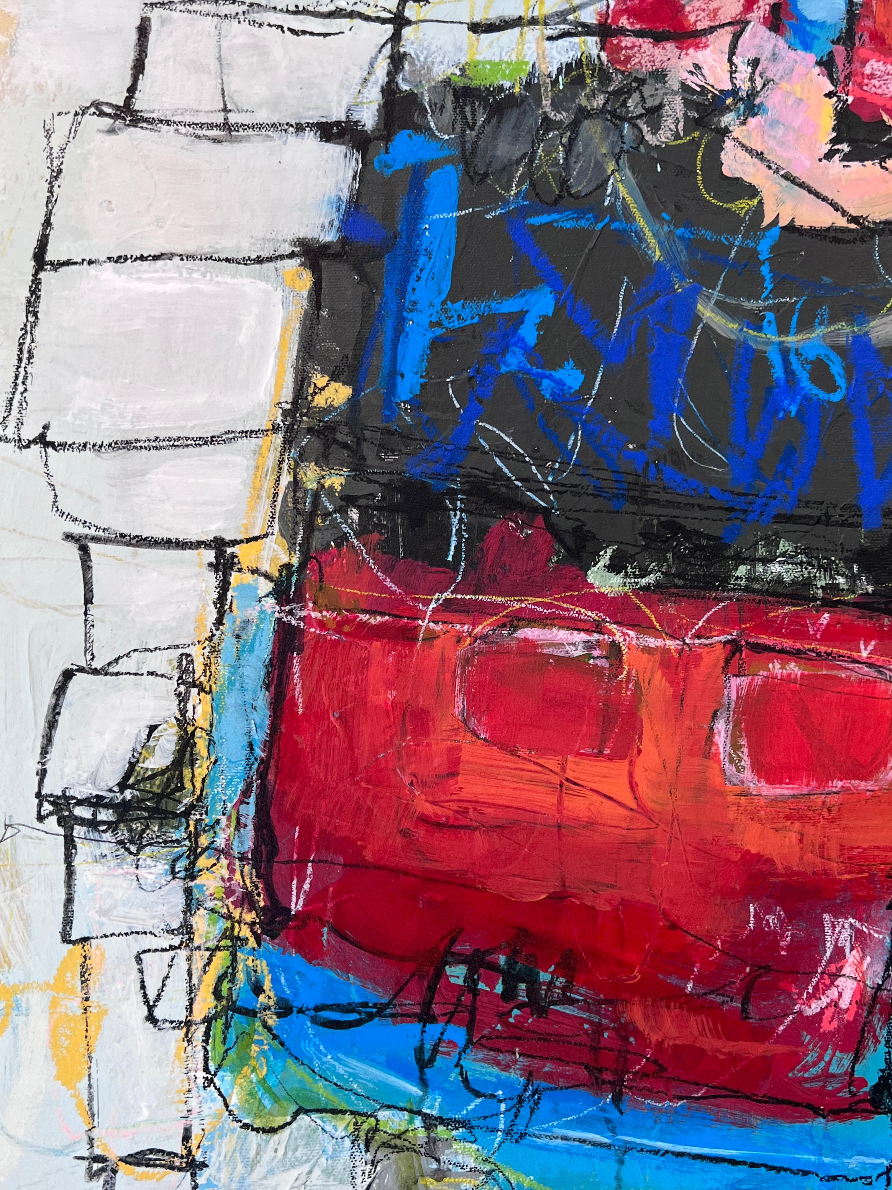 Dancing with Dreams – originales abstraktes, ausdrucksstarkes Gemälde der modernen Kunst (Grau), Abstract Painting, von Lori Mirabelli 