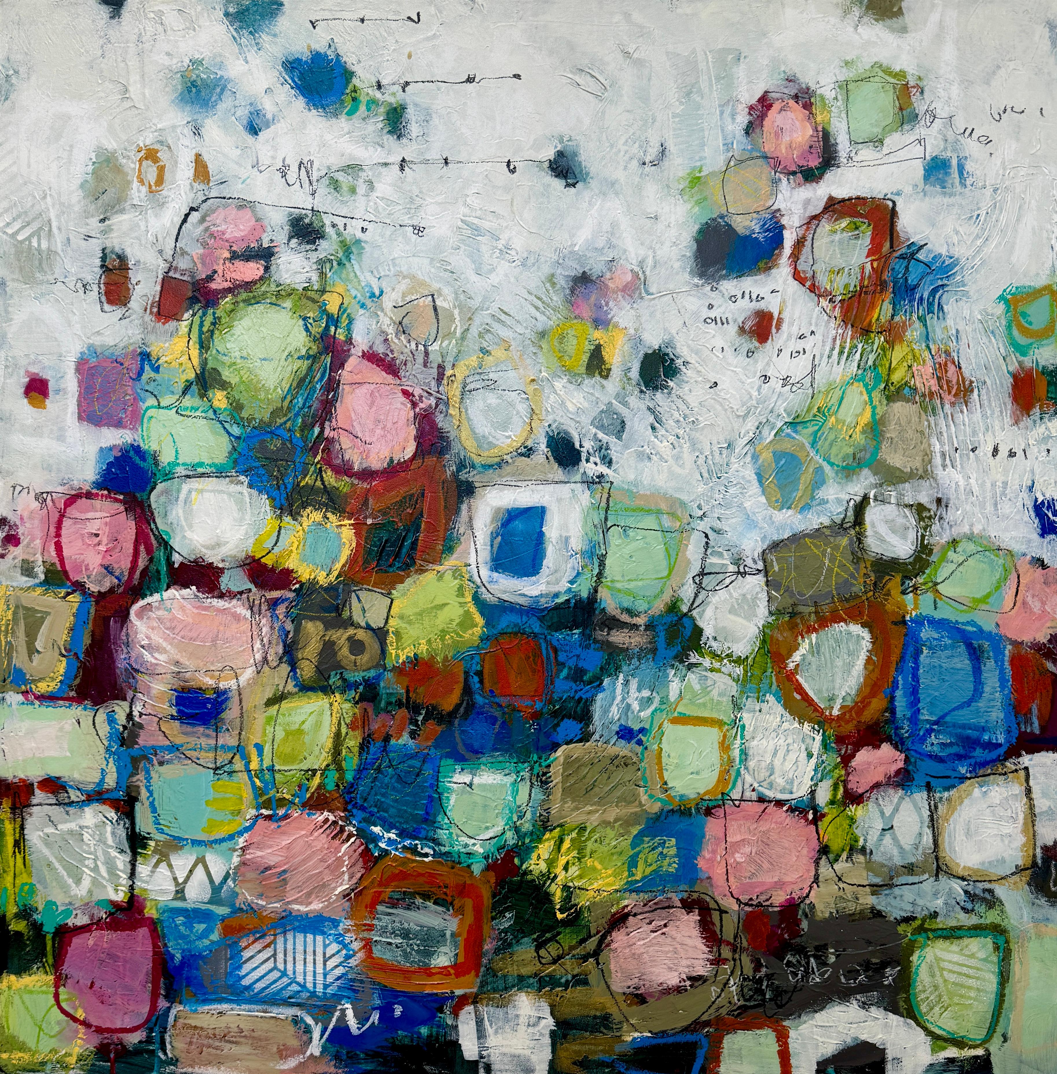 Lori Mirabelli  Interior Painting - Electric Garden - original artwork - abstract art - contemporary painting