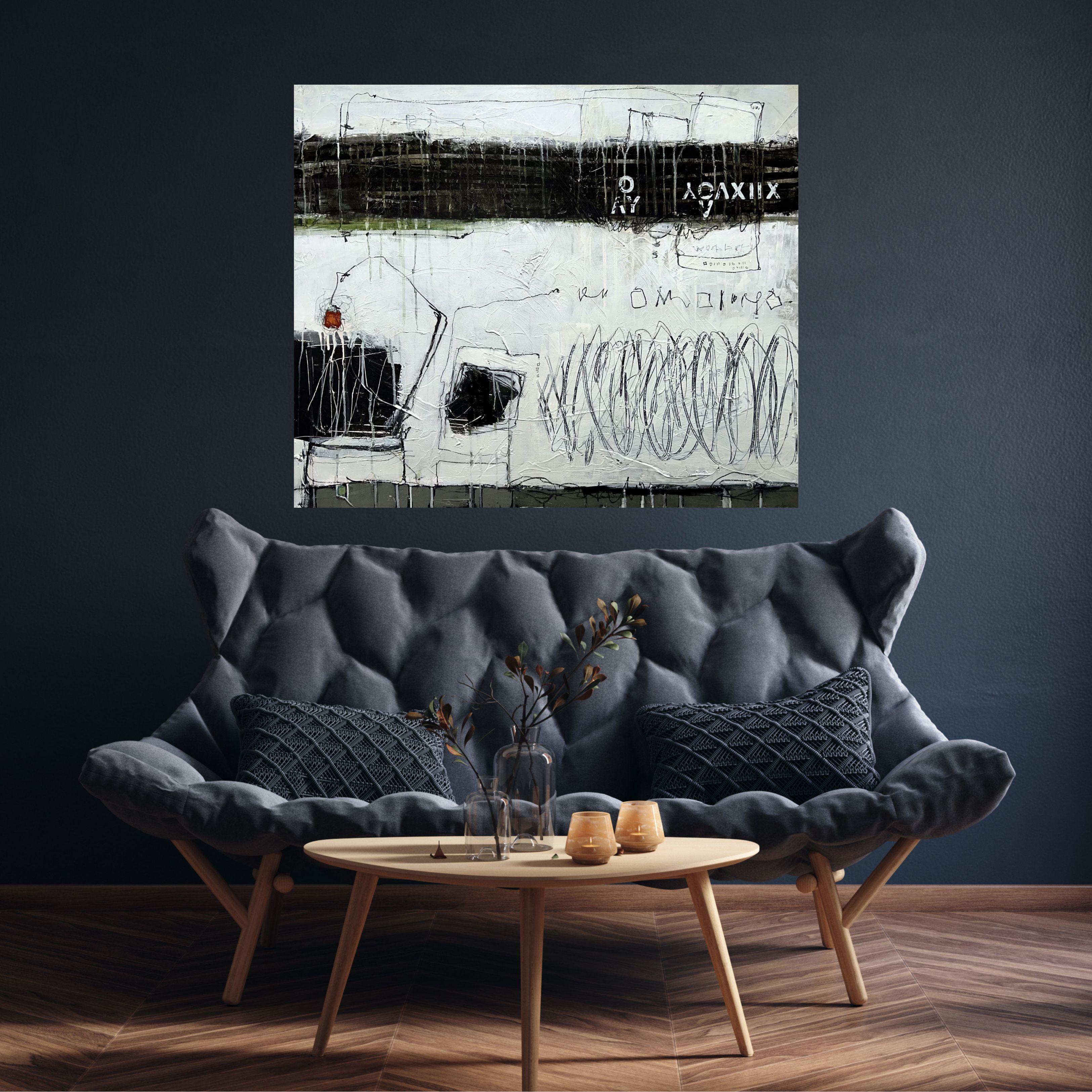 Hideaway-original abstracto moderno  pintura-arte-arte contemporáneo - Painting Abstracto de Lori Mirabelli 