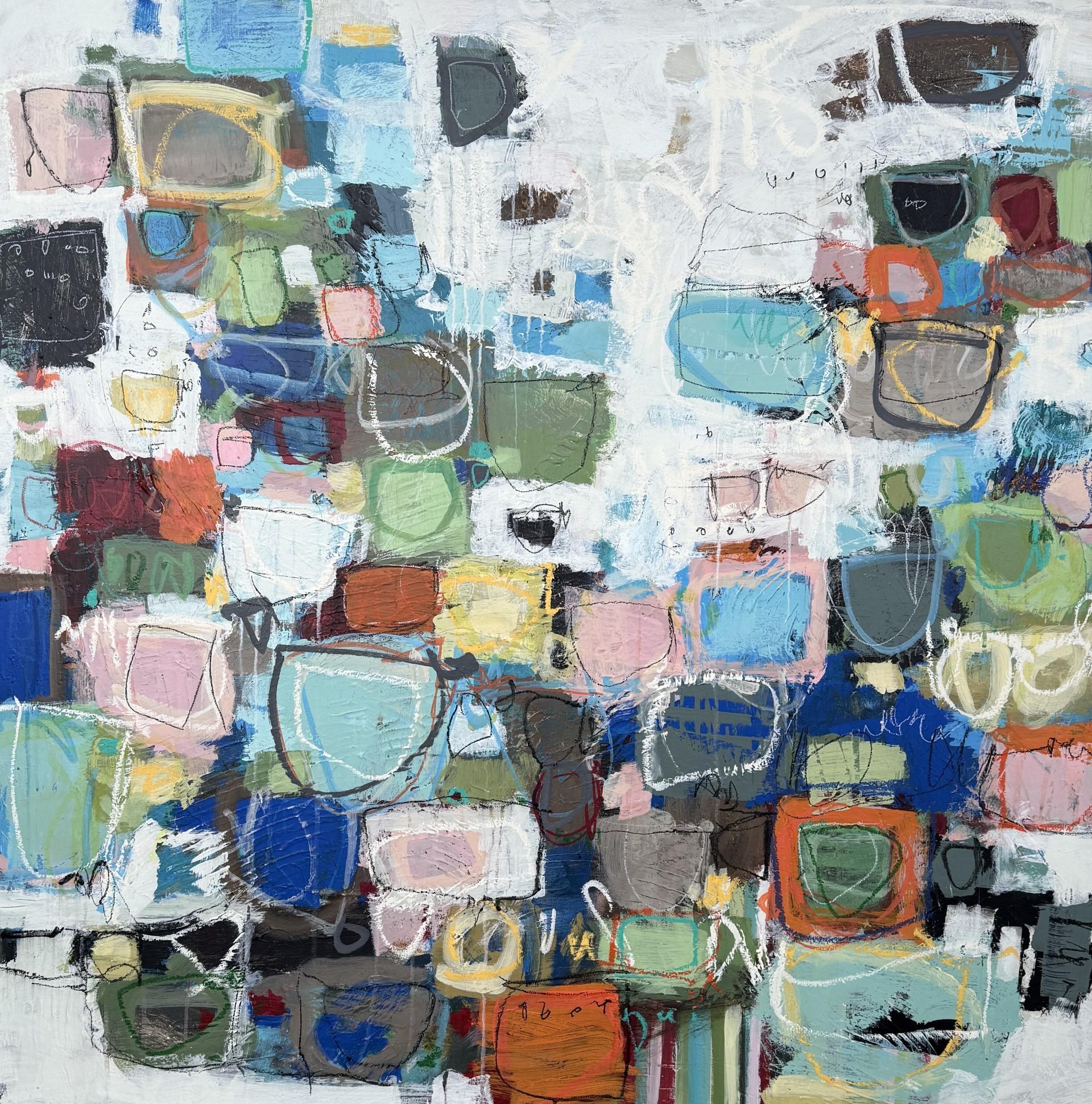Lori Mirabelli  Abstract Painting - Lucid Accumulation - original abstract expressionism painting - contemporary art