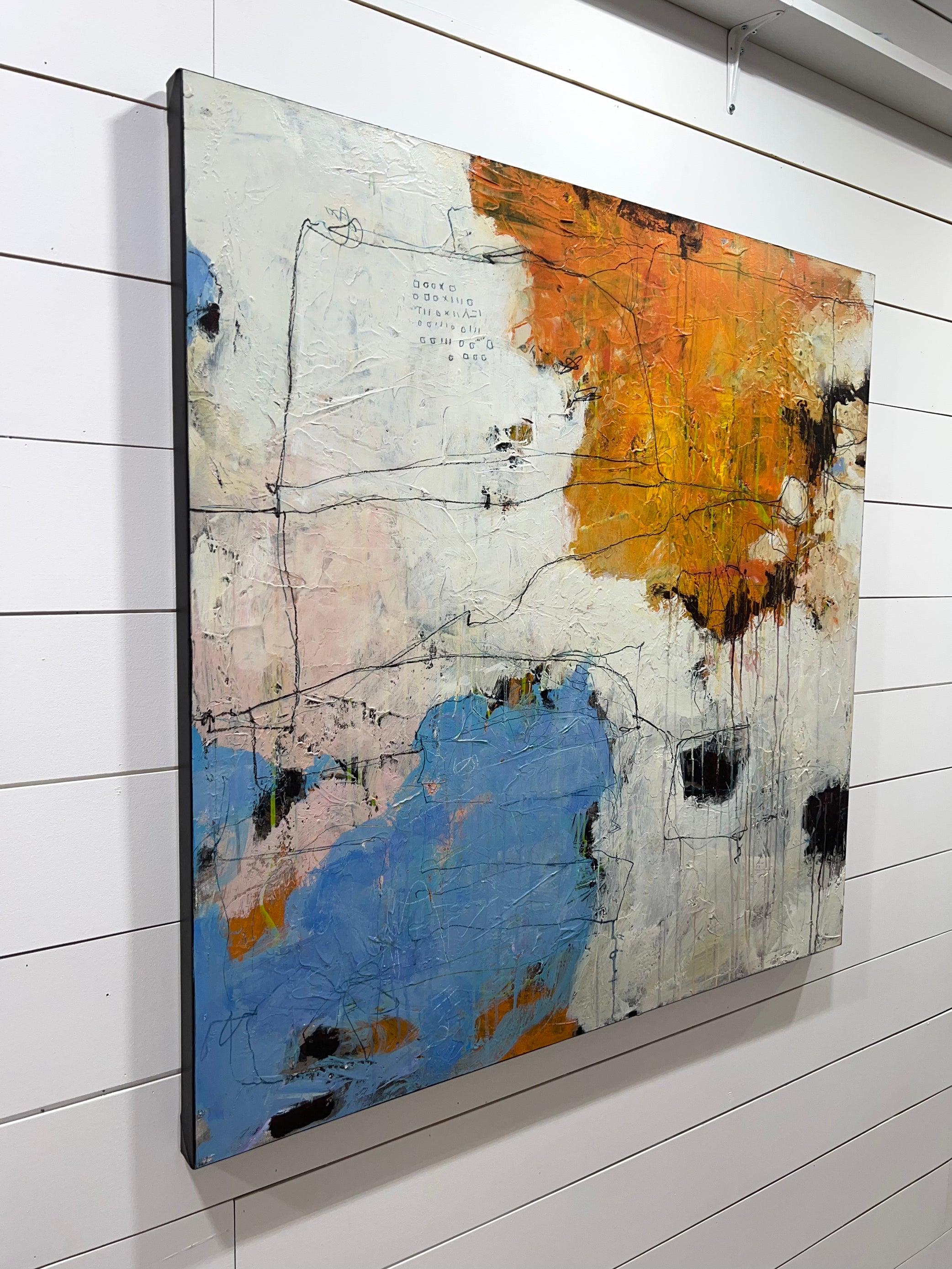 Ozeanblau – abstrakter Ausdruck, gestischer Kubismus, surreale, moderne zeitgenössische Kunst (Abstrakt), Painting, von Lori Mirabelli 