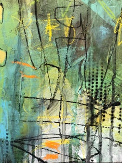 Rolling Pastures - abstract expressionism blue cubism landscape painting modern