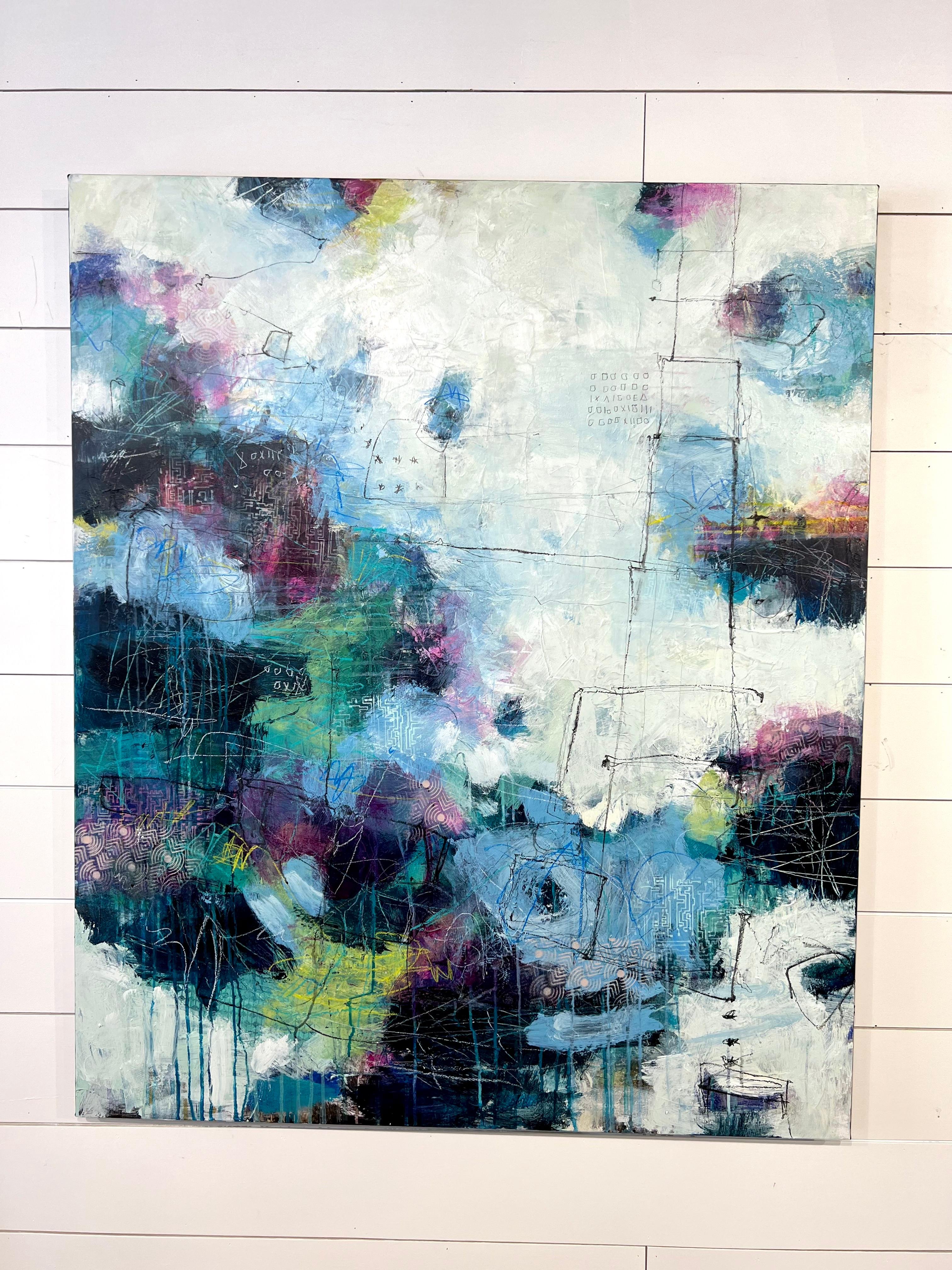 The Walk-original abstract modern cubism contemporary painting-artwork-art - Abstract Painting by Lori Mirabelli 