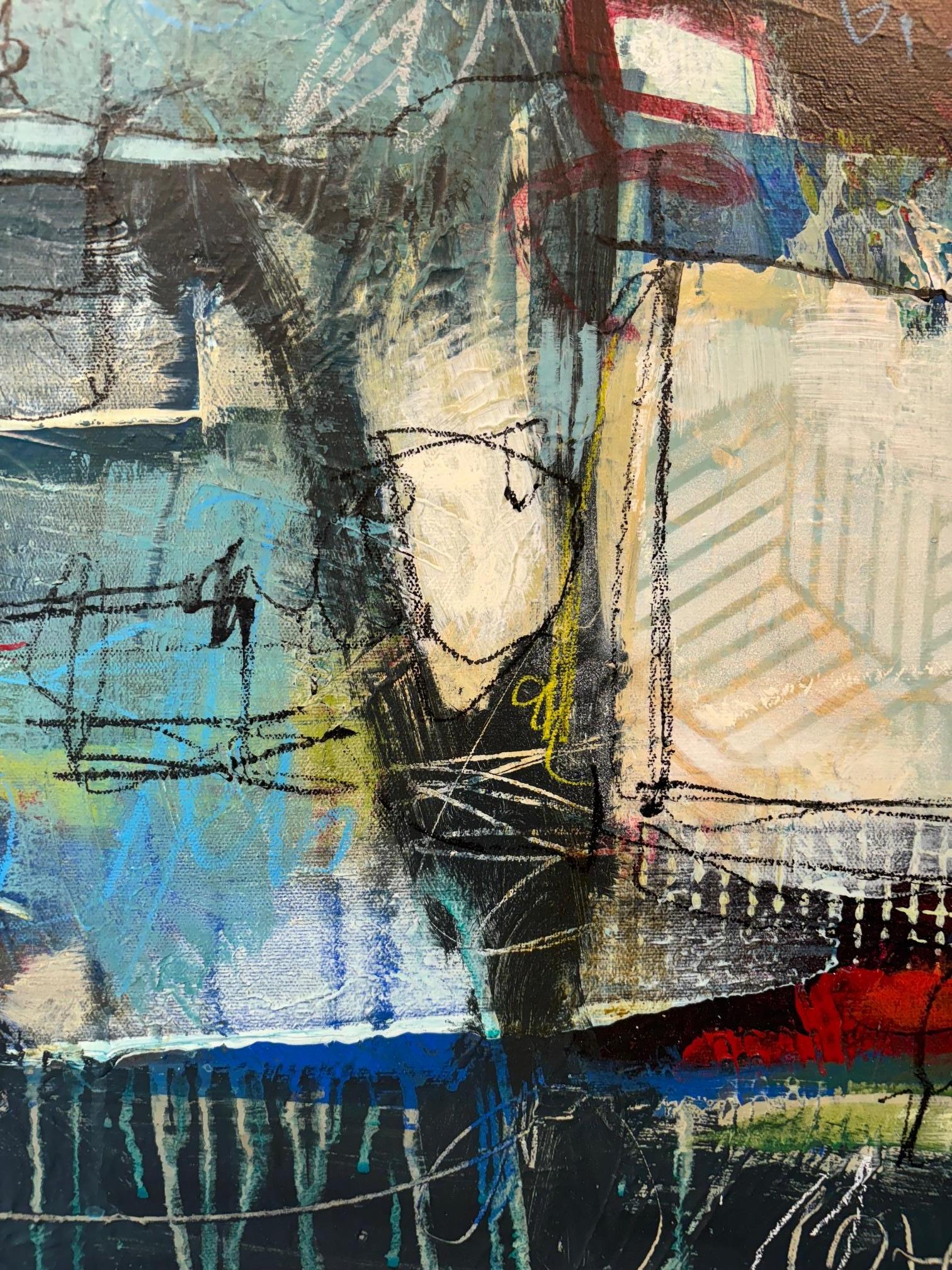 Unfolded Layers 1 - original abstract expressionism painting - contemporary art - Gray Abstract Painting by Lori Mirabelli 