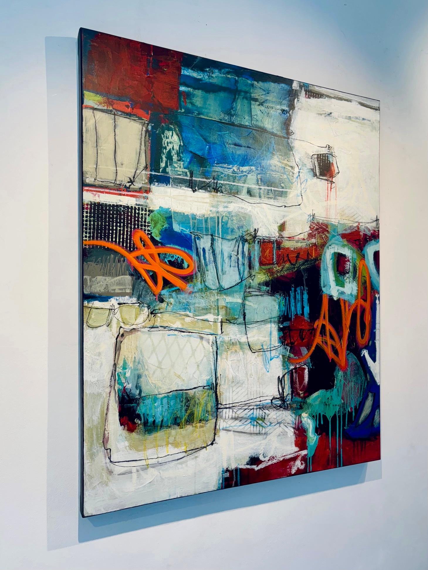 Unfolded Layers 1 - original abstrakter expressionismus malerei - zeitgenössische kunst (Grau), Abstract Painting, von Lori Mirabelli 