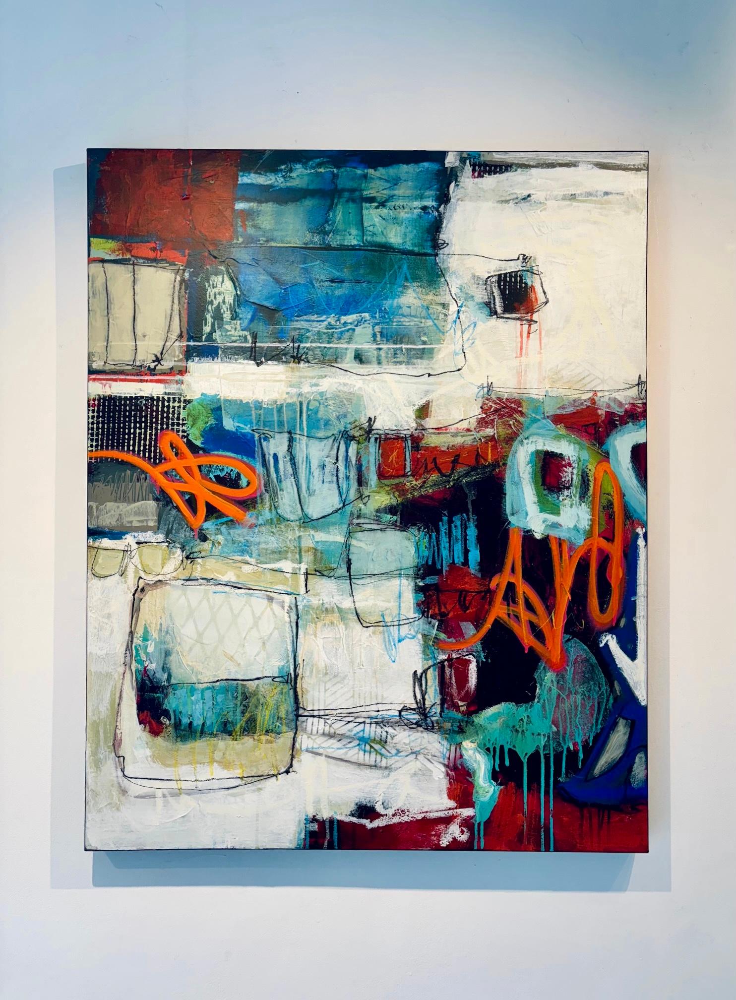 Lori Mirabelli  Abstract Painting – Unfolded Layers 1 - original abstrakter expressionismus malerei - zeitgenössische kunst