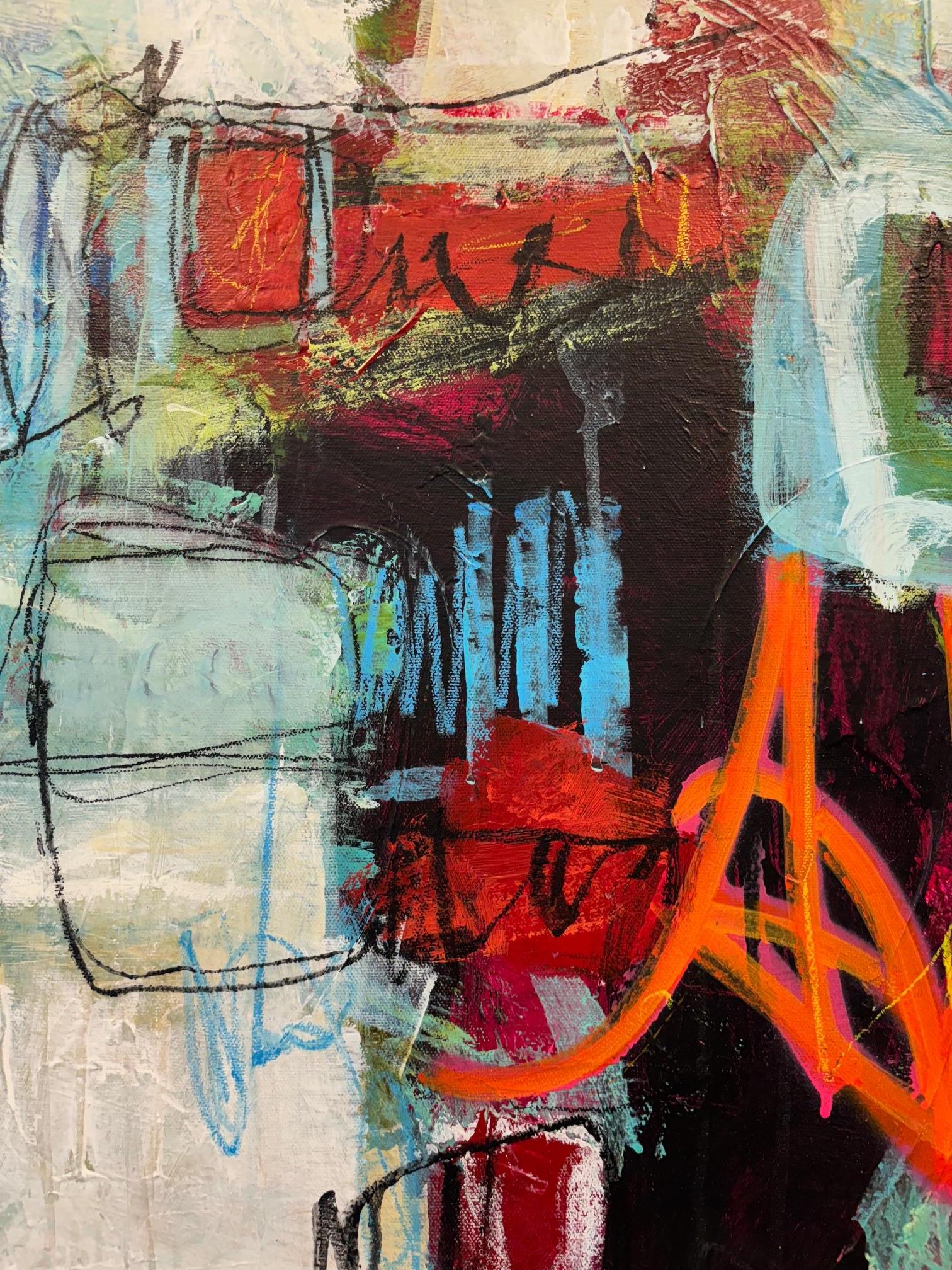 Unfolded Layers 2 - original abstract expressionism painting - contemporary art - Black Landscape Painting by Lori Mirabelli 
