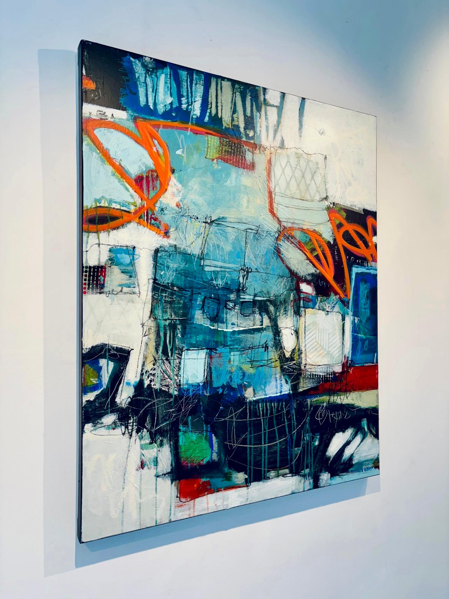 Unfolded Layers 2 - original abstrakter expressionismus malerei - zeitgenössische kunst (Schwarz), Landscape Painting, von Lori Mirabelli 