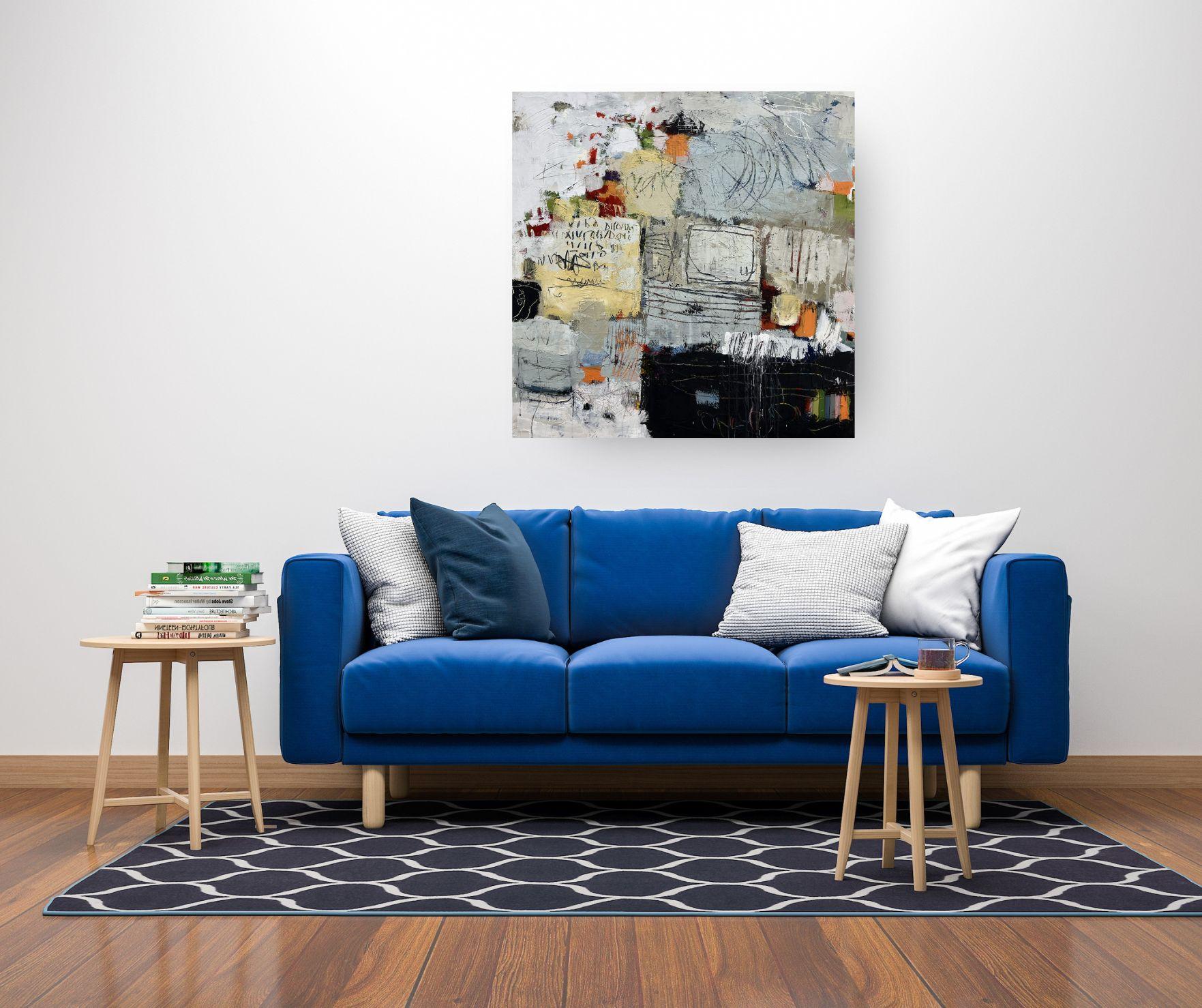 Where's Cooper - original abstract expressionism painting - contemporary art - Painting by Lori Mirabelli 