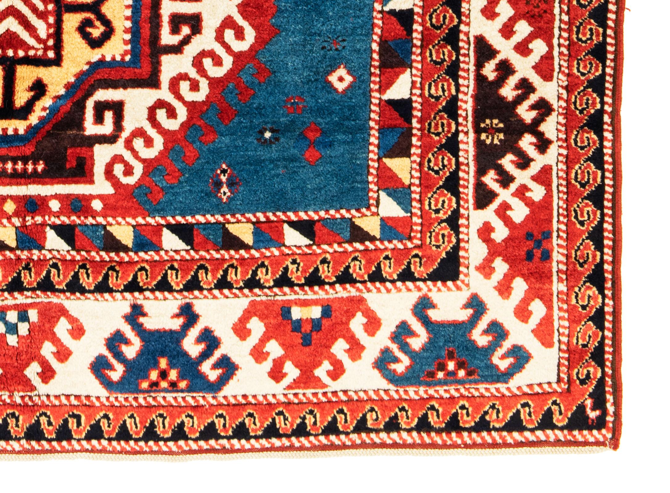 Hand-Knotted One of a Kind Lori Pambak Kazak Style Rug For Sale