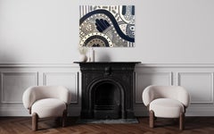 "City Nights" - Black, White, and Silver Contemporary Geometric Abstract Artwork