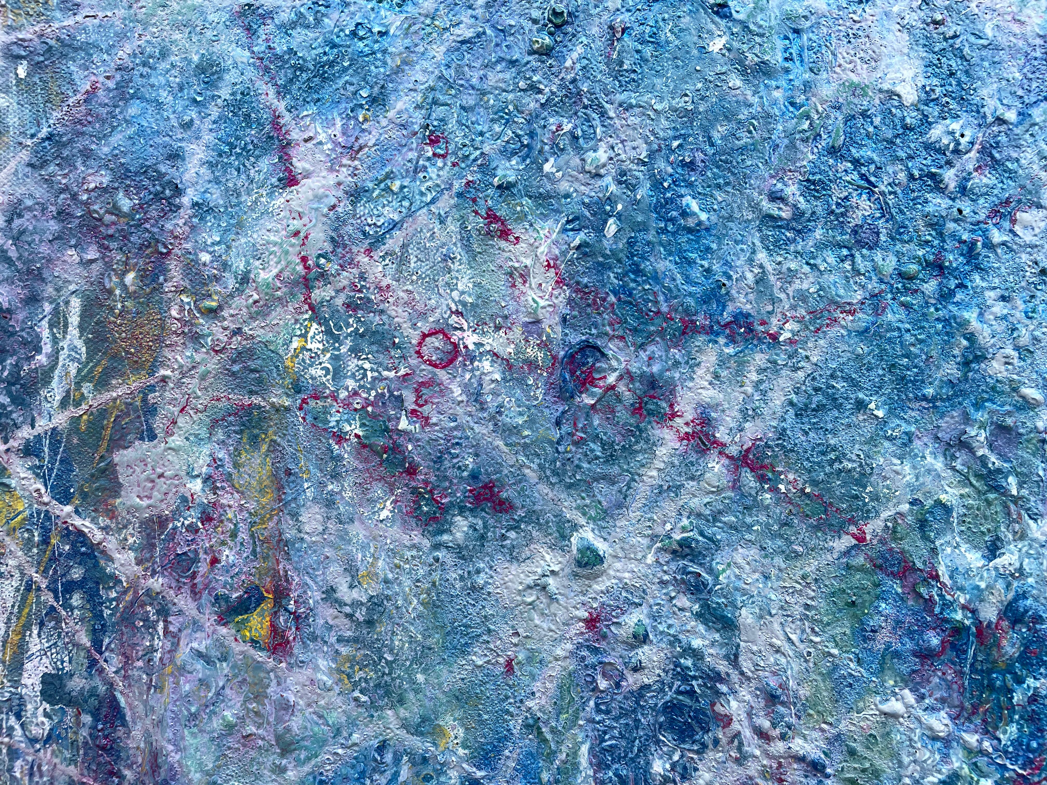 'Continuance' by Lori Poncsak - Blue and Pink Splatter Abstract Expressionism  For Sale 8