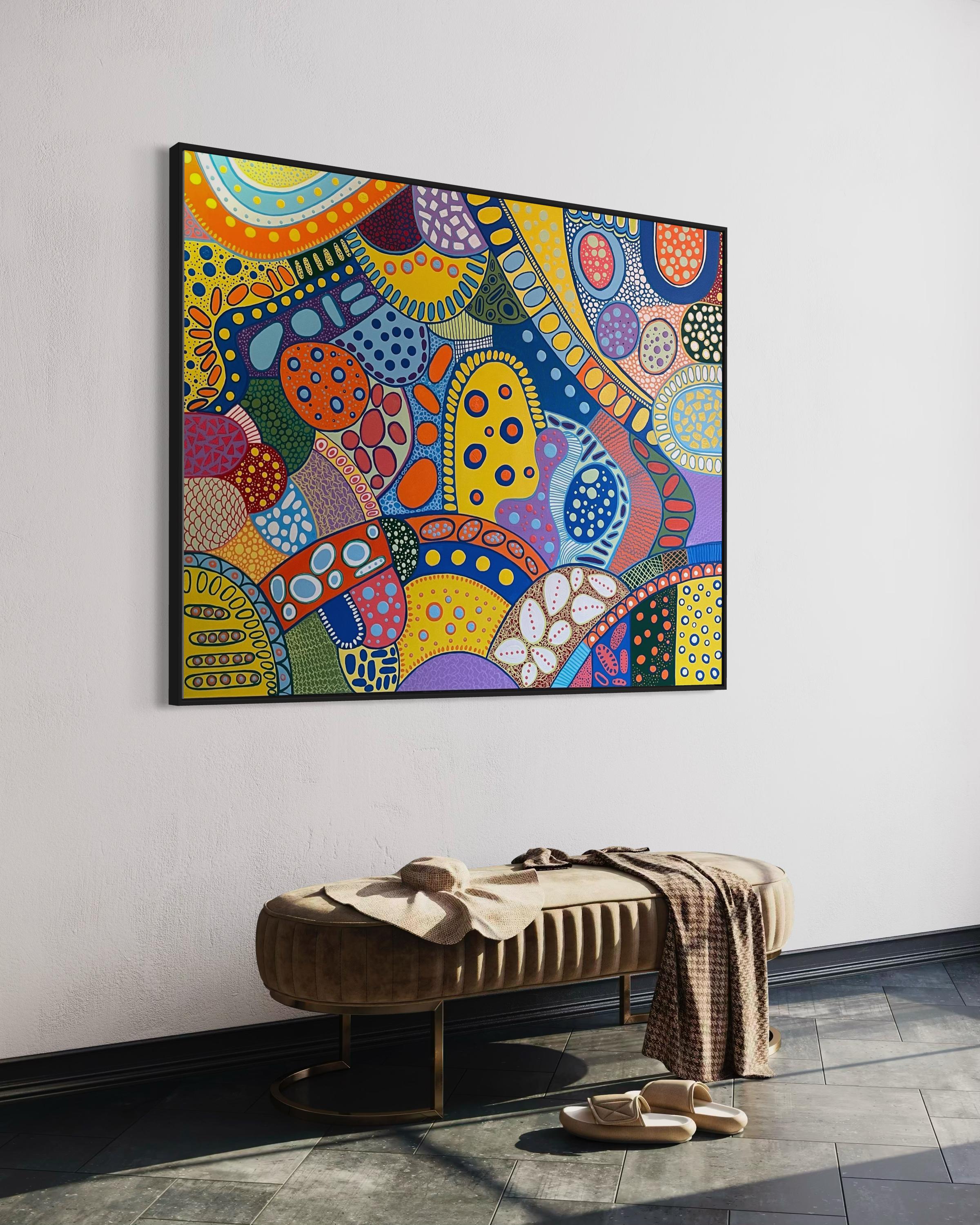 „Countryside Dream“ von Lori Poncsak – großes lebhaftes, geometrisches, abstraktes Gemälde im Angebot 5