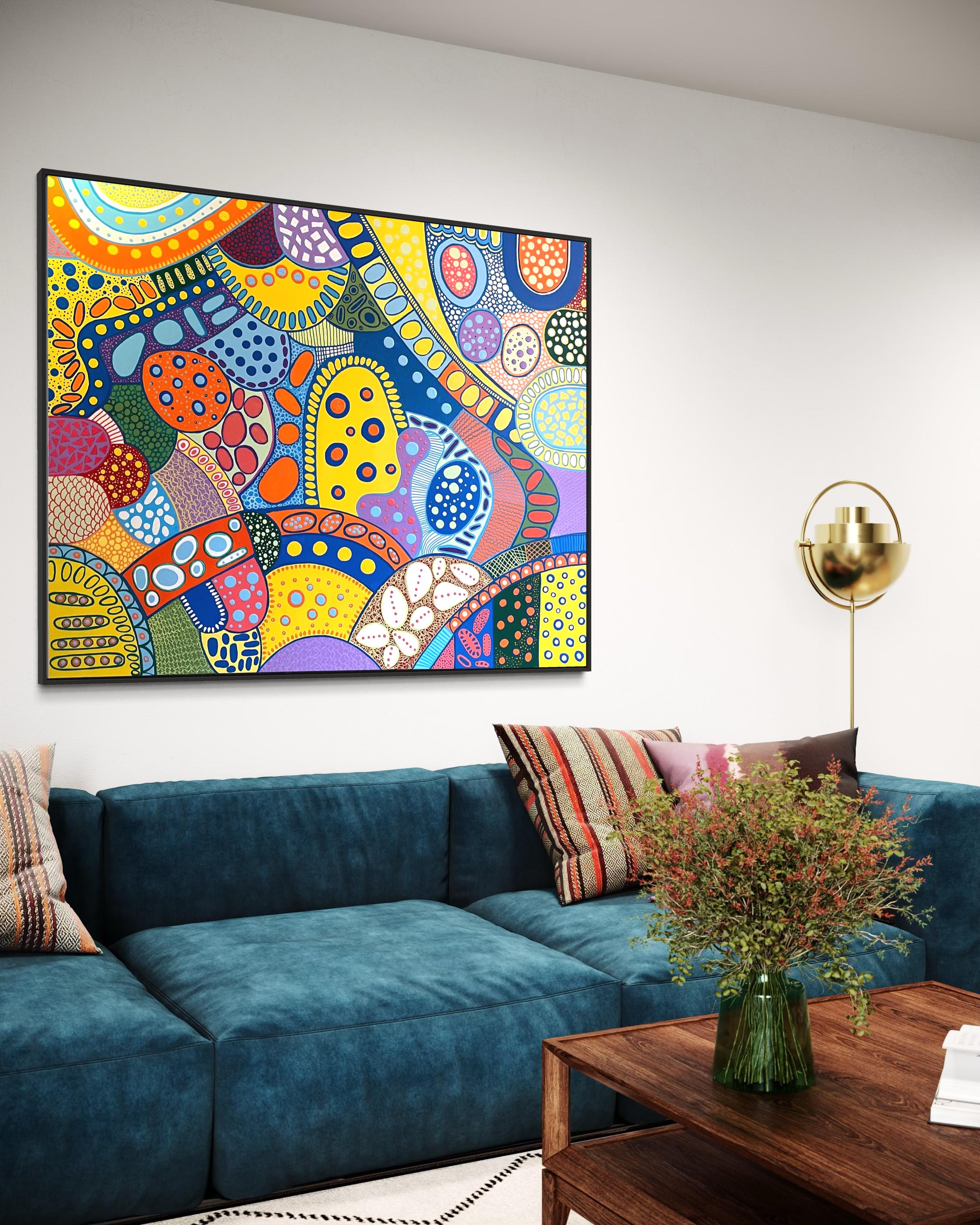 „Countryside Dream“ von Lori Poncsak – großes lebhaftes, geometrisches, abstraktes Gemälde im Angebot 8