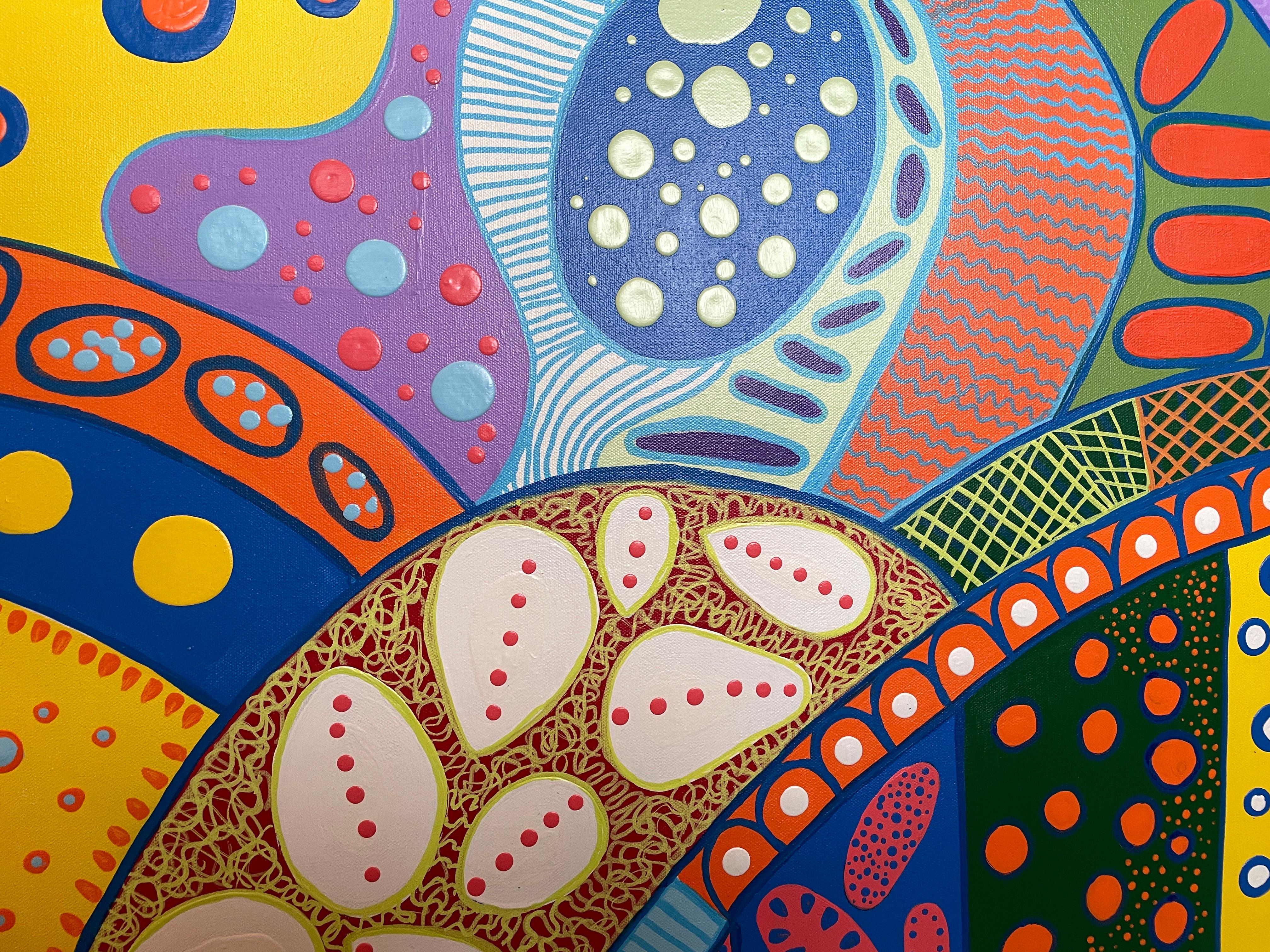 'Countryside Dream' by Lori Poncsak - Large Vibrant Geometric Abstract Painting For Sale 1