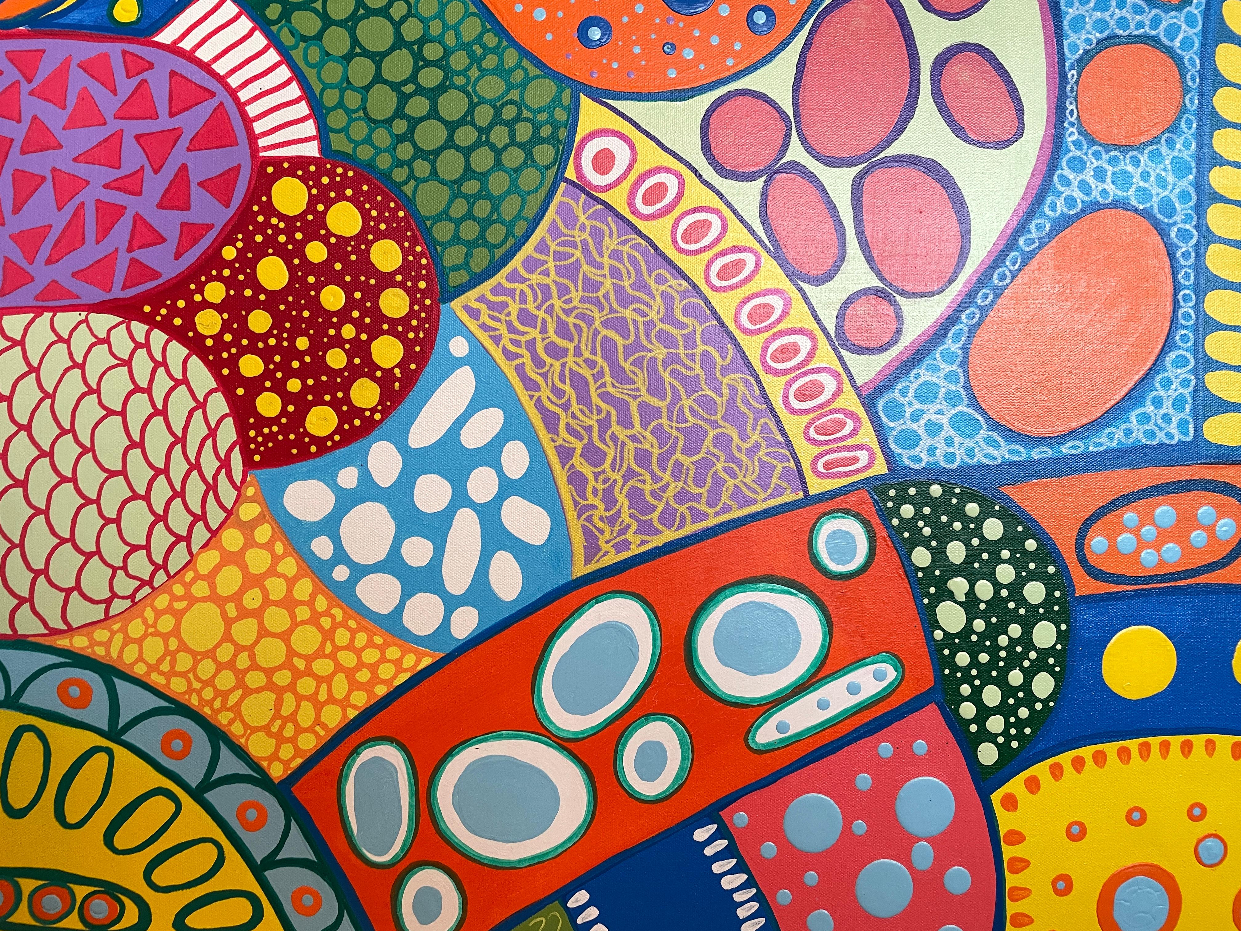 'Countryside Dream' by Lori Poncsak - Large Vibrant Geometric Abstract Painting For Sale 2