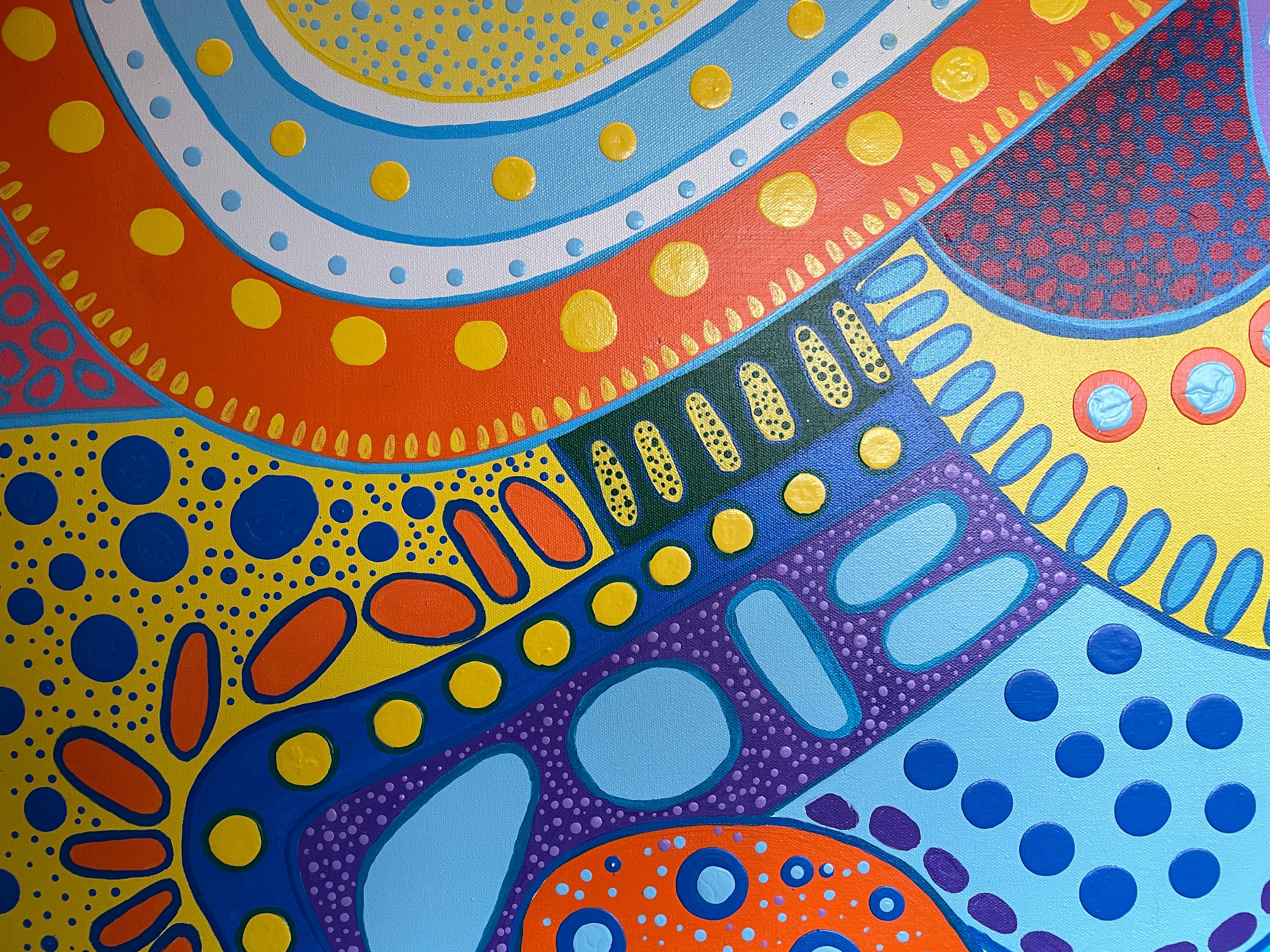 'Countryside Dream' by Lori Poncsak - Large Vibrant Geometric Abstract Painting For Sale 3