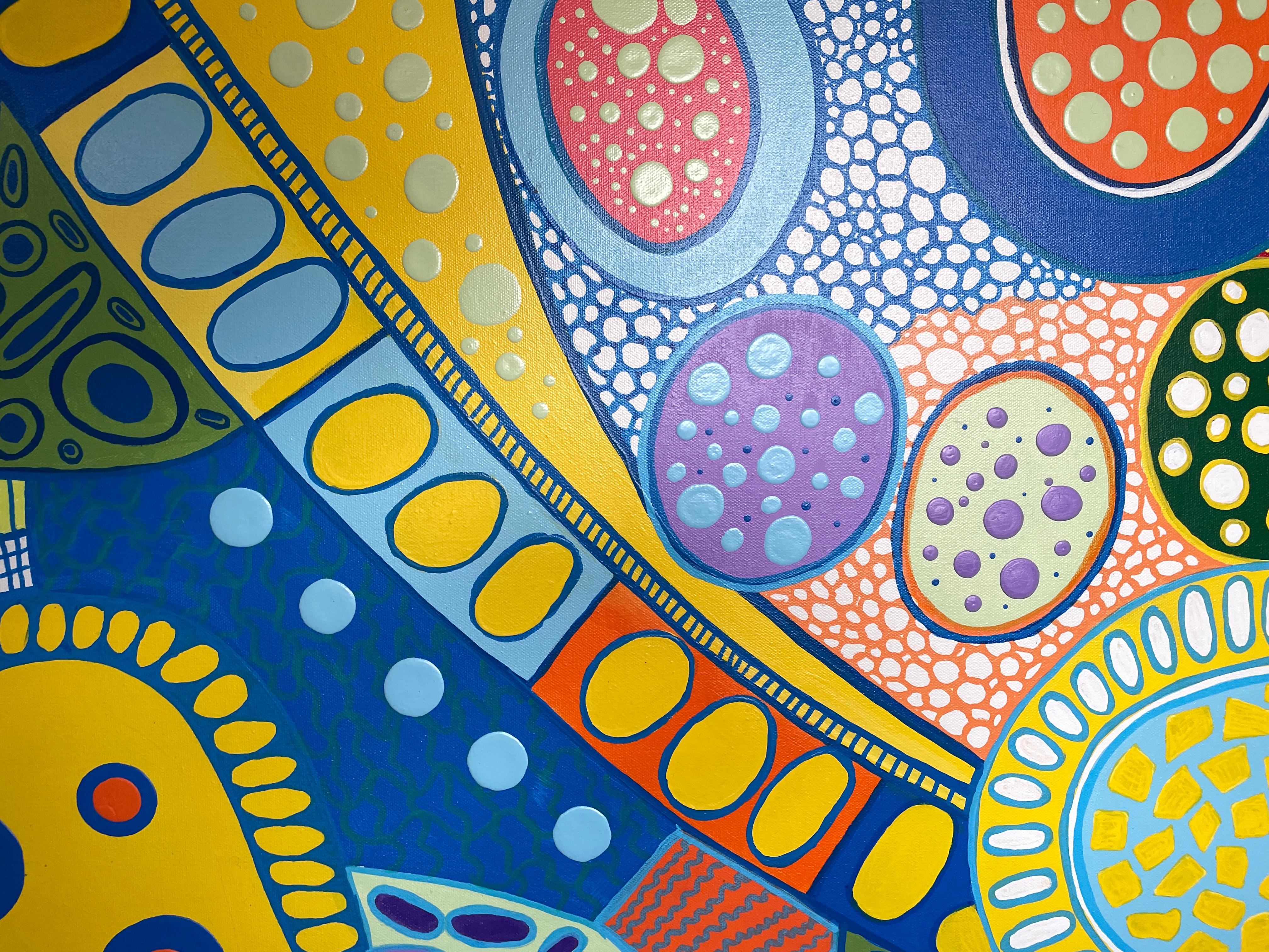 'Countryside Dream' by Lori Poncsak - Large Vibrant Geometric Abstract Painting For Sale 4