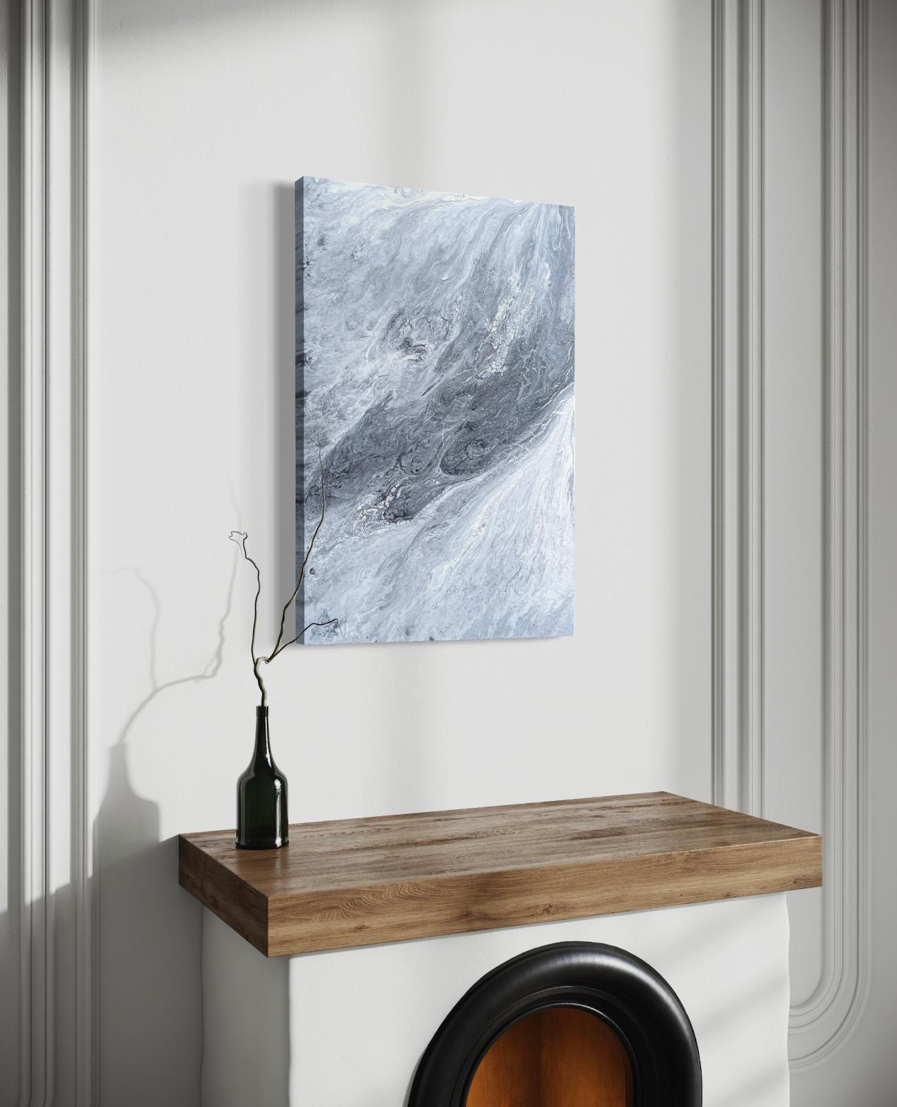 'Corrientes' de Lori Poncsak - Mármol blanco y gris Abstracto oceánico contemporáneo en venta 8