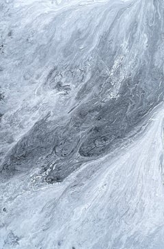 'Currents' by Lori Poncsak - White and Gray Marble Contemporary Ocean Abstract