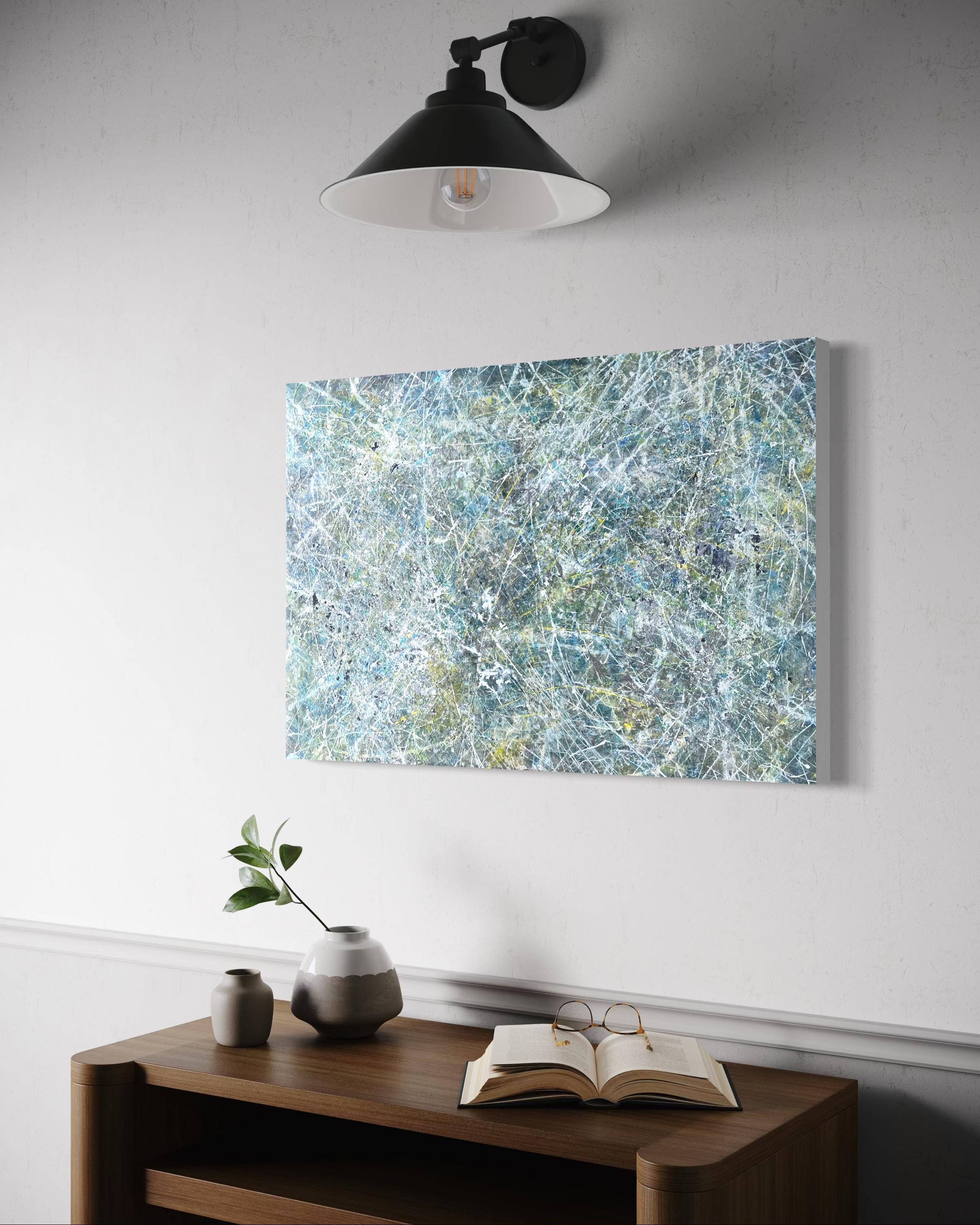 Abstraktes Acrylgemälde „Equinox“ von Lori Poncsak – helles, strukturiertes, strukturiertes Splatter-Gemälde im Angebot 8