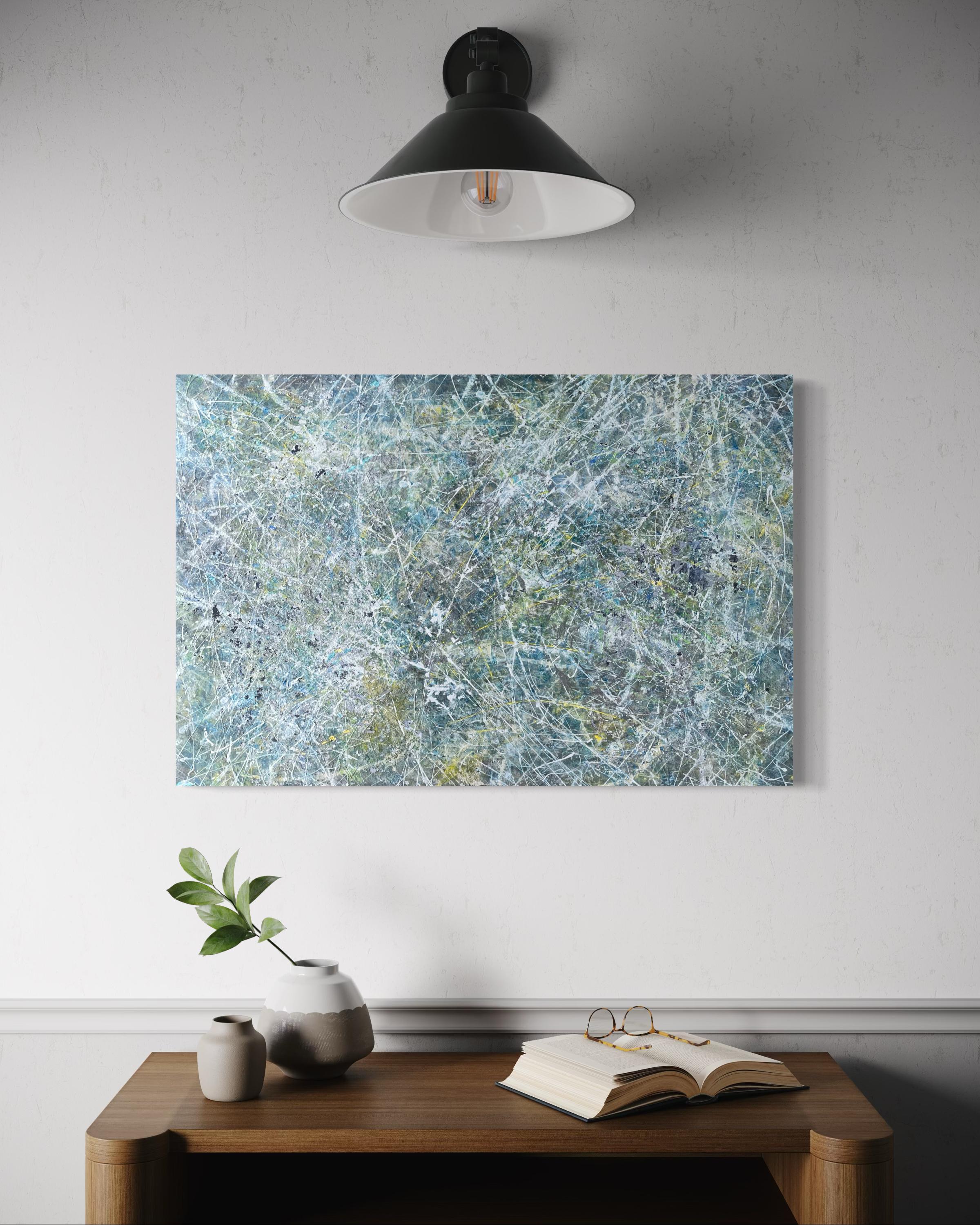 Abstraktes Acrylgemälde „Equinox“ von Lori Poncsak – helles, strukturiertes, strukturiertes Splatter-Gemälde im Angebot 1