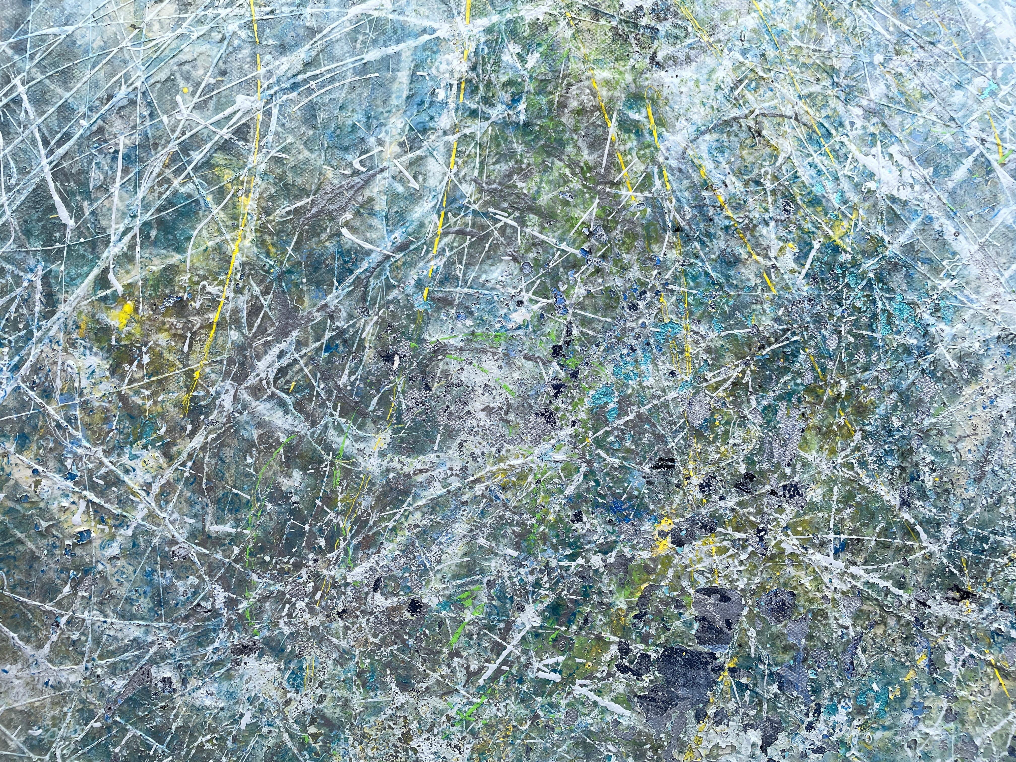 Abstraktes Acrylgemälde „Equinox“ von Lori Poncsak – helles, strukturiertes, strukturiertes Splatter-Gemälde im Angebot 6
