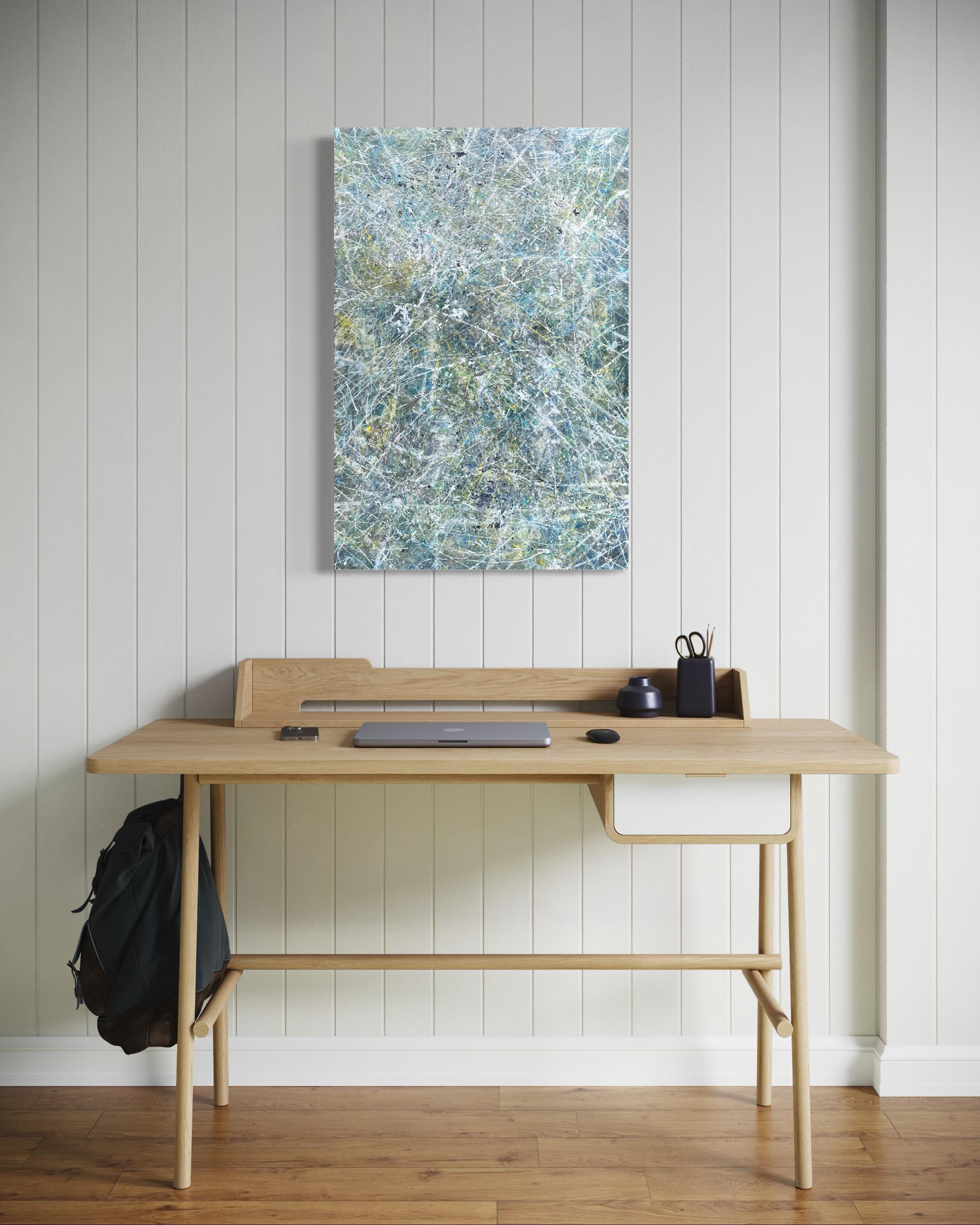 Abstraktes Acrylgemälde „Equinox“ von Lori Poncsak – helles, strukturiertes, strukturiertes Splatter-Gemälde im Angebot 3