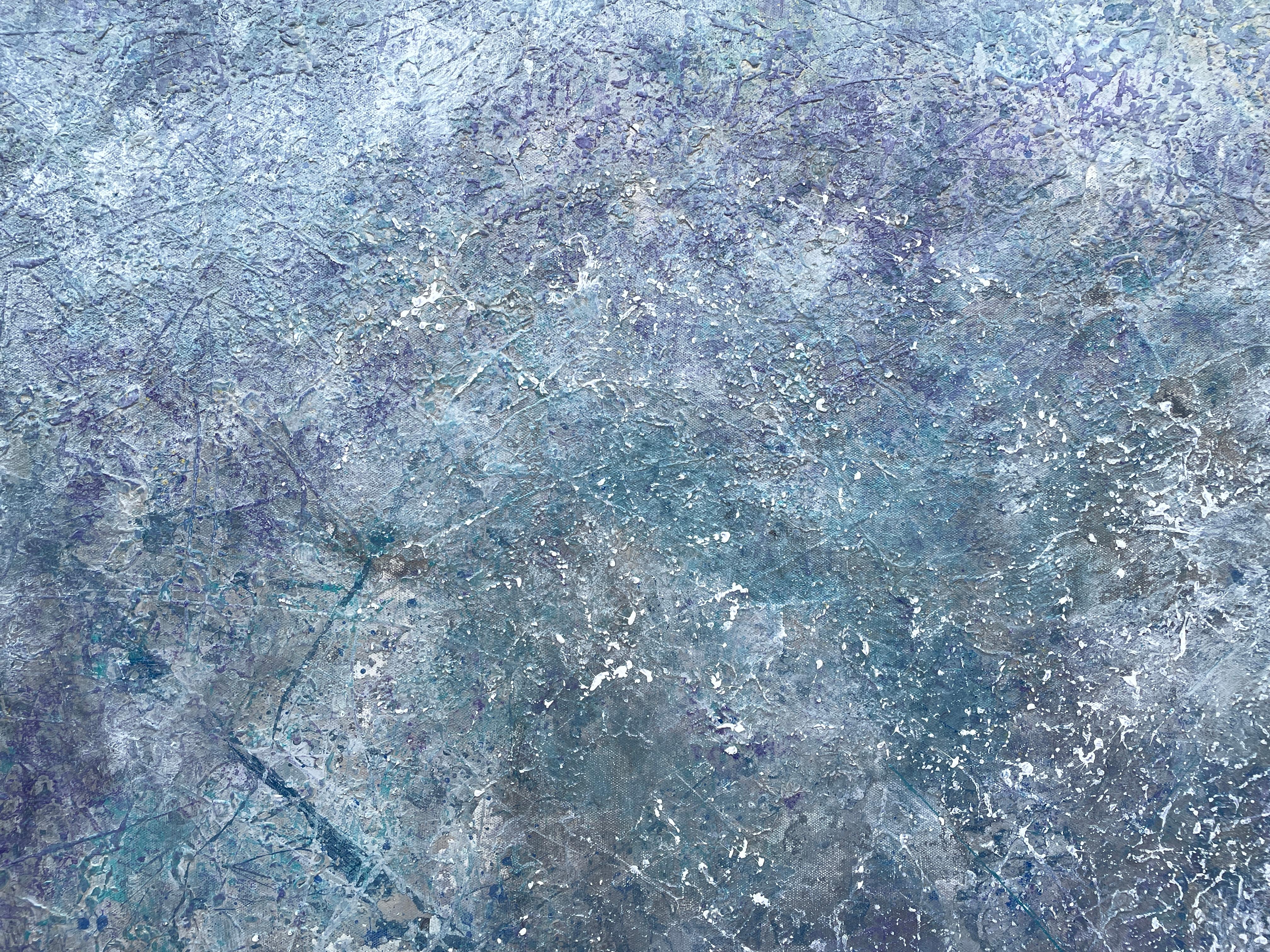 „Galaxy Quest“ von Lori Poncsak – Abstrakter Expressionismus in Silber, Weiß und Grau im Angebot 1